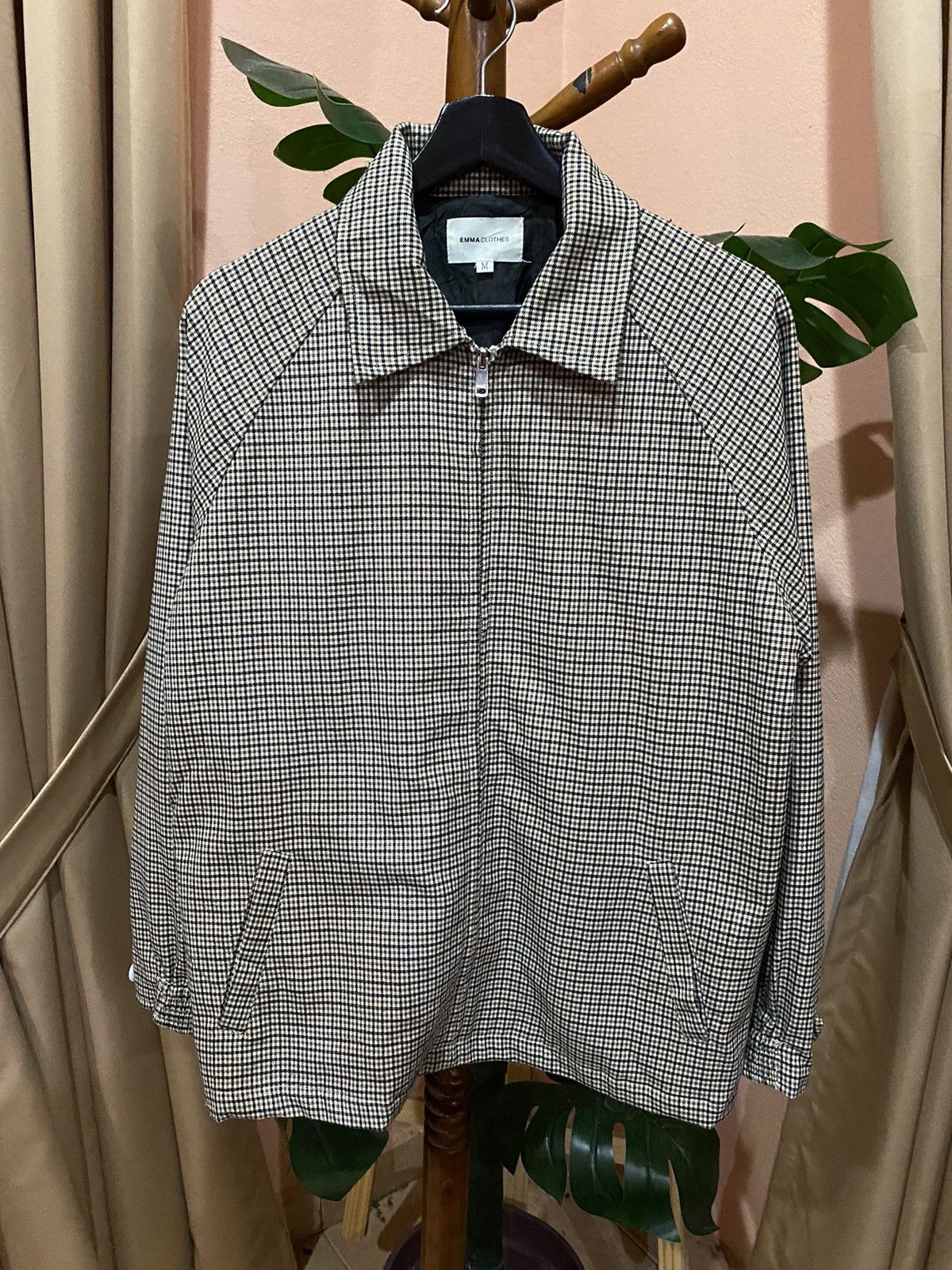 Emma Clothes Plaid Jacket - Beige Checkered Zip-Up - Unisex