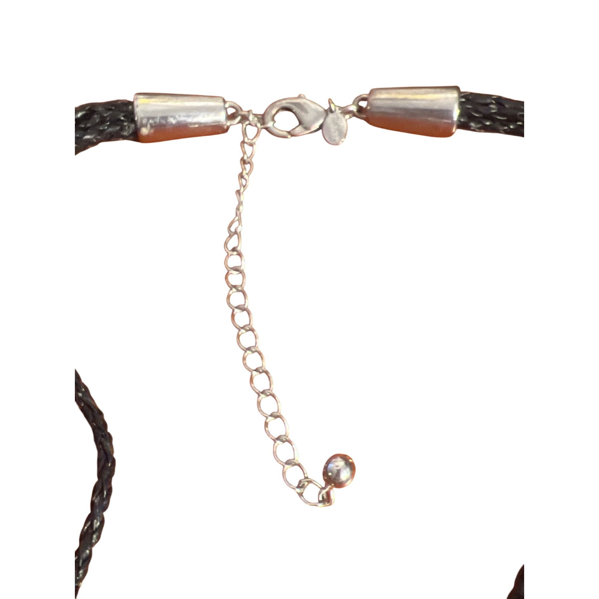 Chicos Chunky Chicos Necklace Black Braided Leather Mixed Metal Bea Size ONE SIZE - 5 Thumbnail