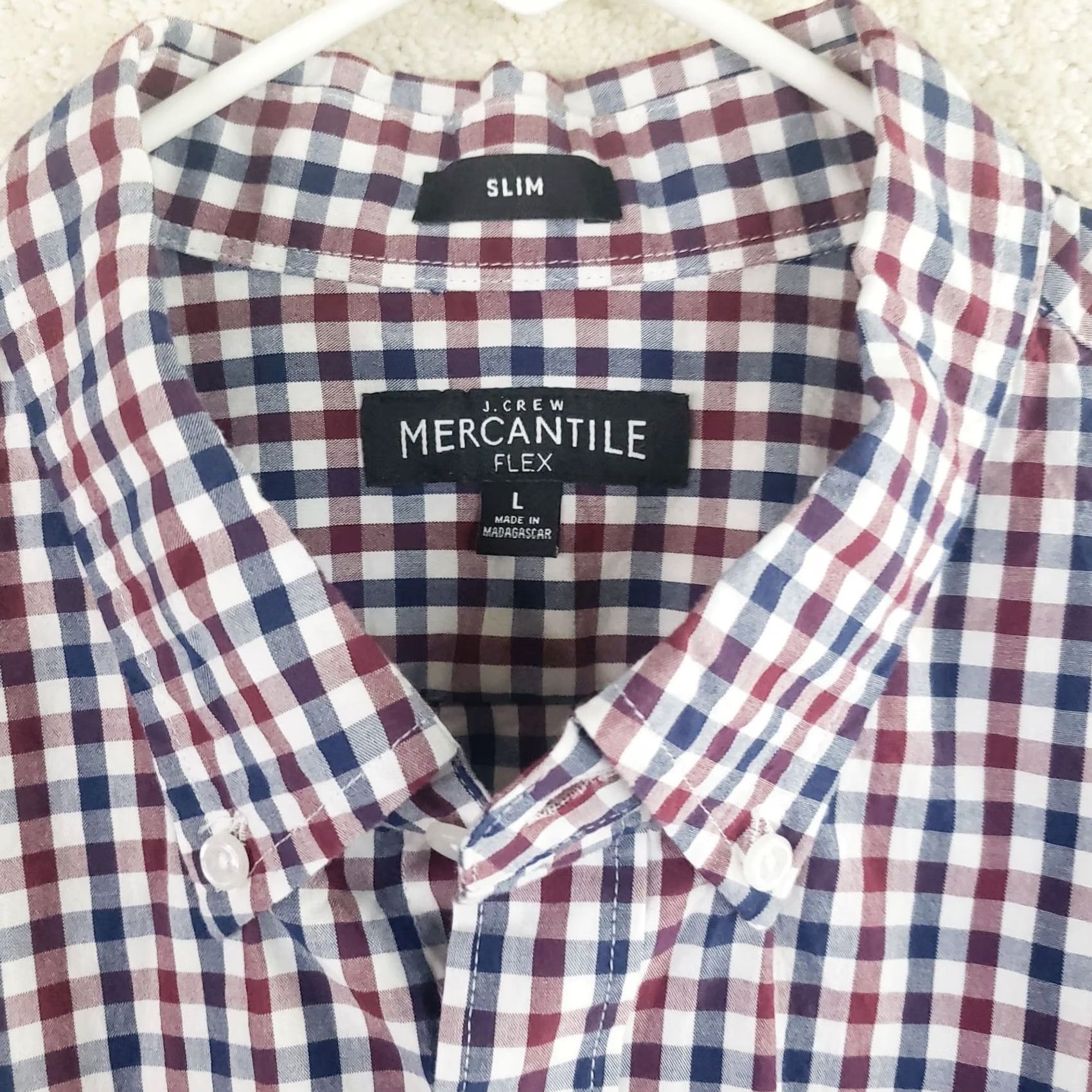 J.Crew J.CREW Mercantile Flex Slim Fit Shirt L Red White Blue Check Long Sleeve Button-Up Mens Size US L / EU 52-54 / 3 - 5 Thumbnail