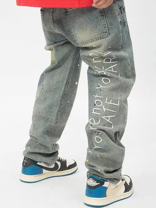 VIBE Retro graffiti splashed street hip hop jeans Size US 30 / EU 46 - 2 Thumbnail