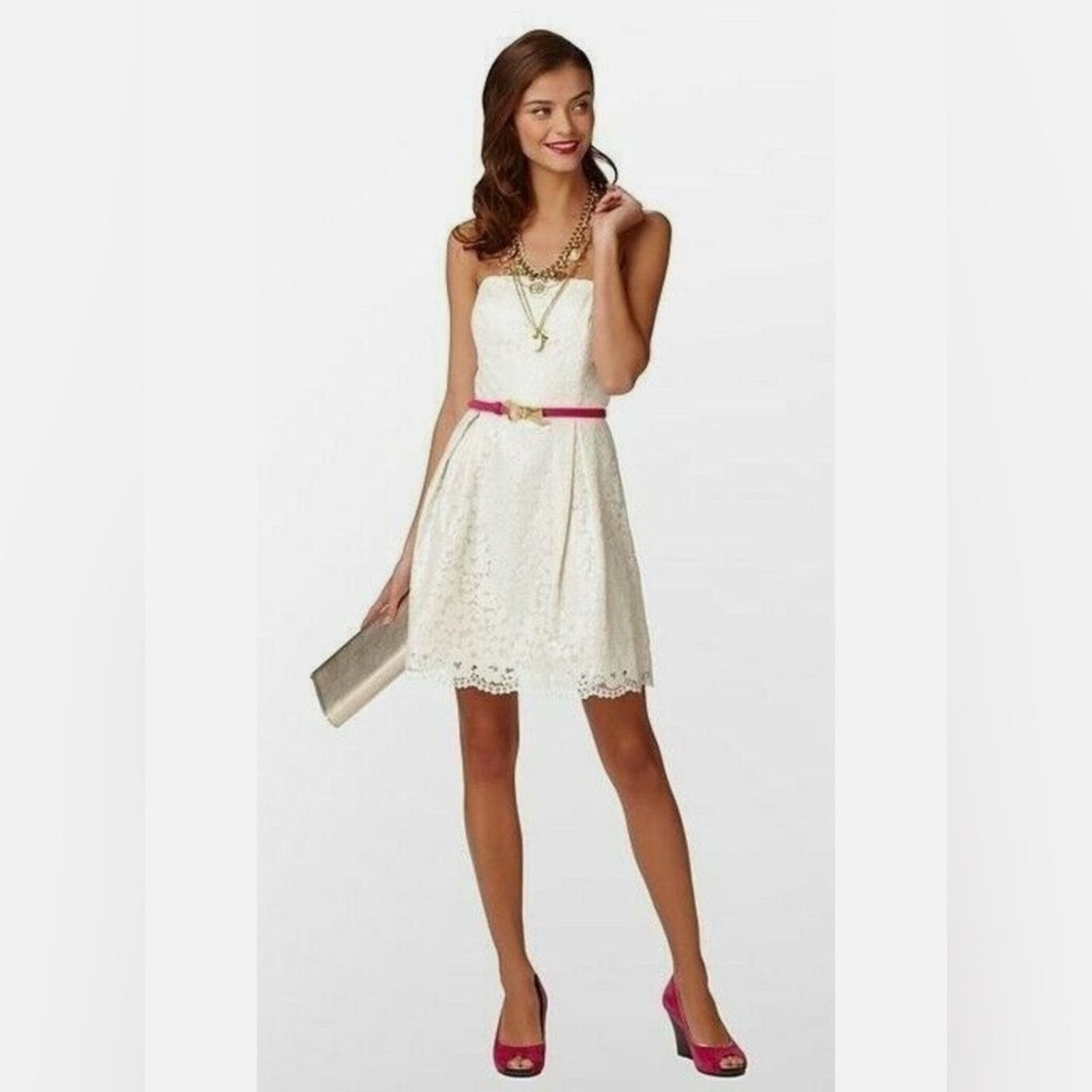 Lilly Pulitzer Lilly Pulitzer Marielle Cameo White Race For This Lace Dress Size M / US 6-8 / IT 42-44 - 2 Thumbnail