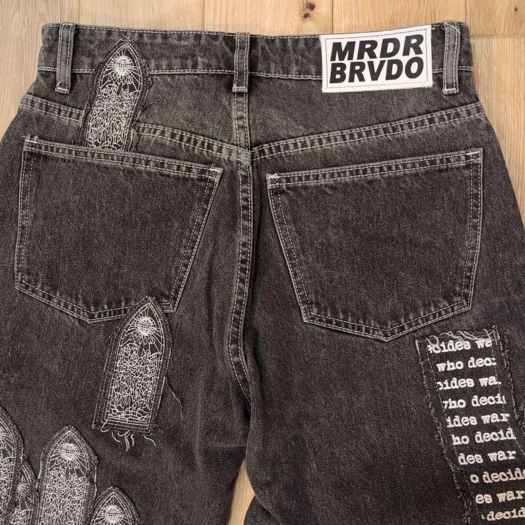 Who Decides War Who Decides War Motif Patched Denim Vintage Grey 28 New Size US 28 / EU 44 - 7 Thumbnail