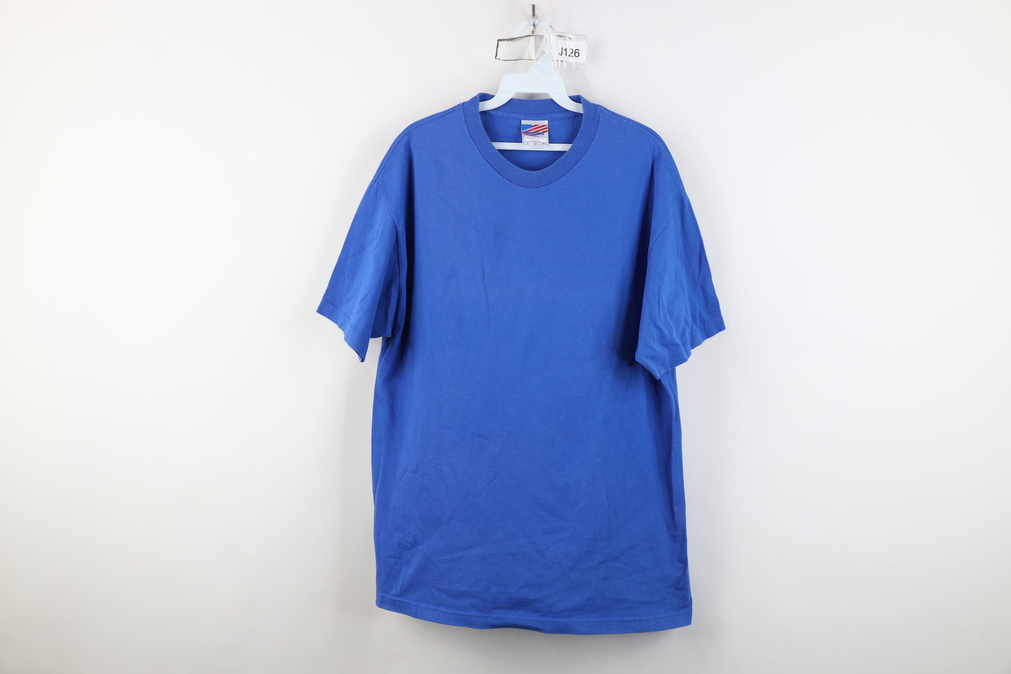 Vintage Vintage 90s Streetwear Blank T-Shirt Royal Blue Cotton USA Size US L / EU 52-54 / 3 - 1 Thumbnail