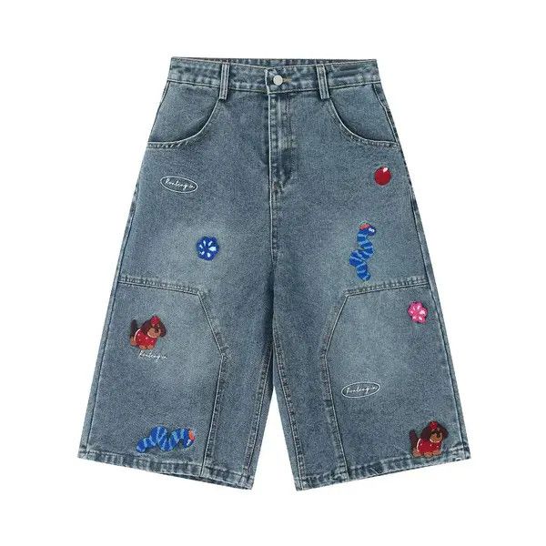 Vintage VIBE Vintage patchwork street embroidered baggy denim shorts Size US 30 / EU 46 - 3 Thumbnail