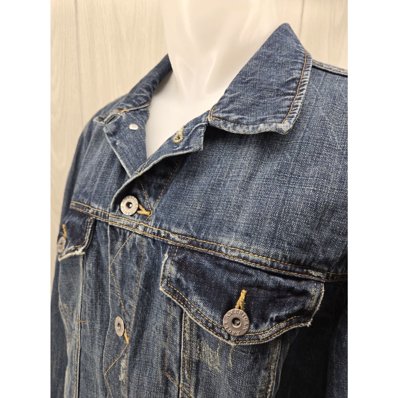 American Eagle Outfitters VINTAGE AMERICAN EAGLE Mens Jacket XL Blue Button Up Trucker Cowboy Western Denim Size US XL / EU 56 / 4 - 4 Thumbnail