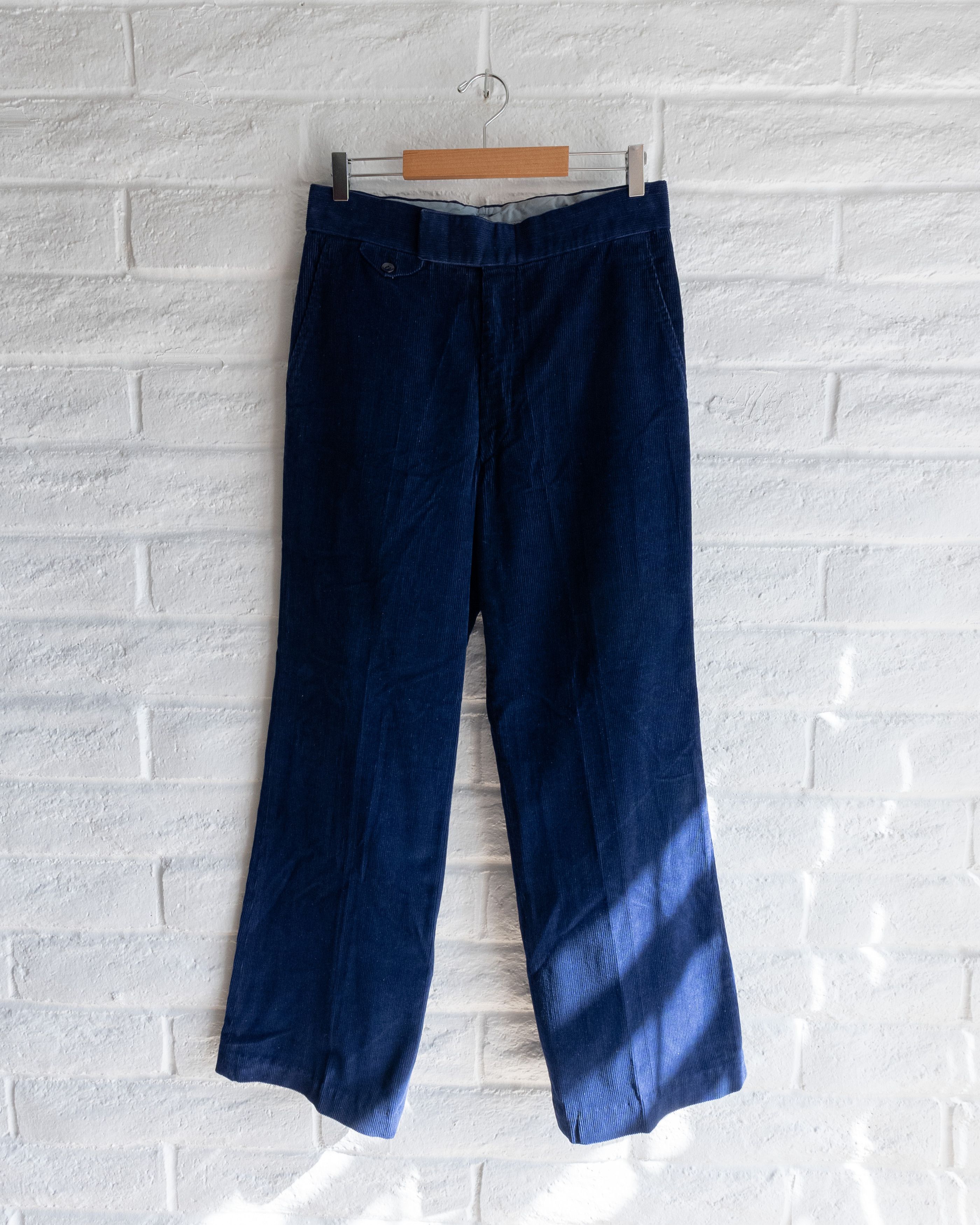 Vintage Vintage 1970s Corduroy Bell Bottom Pants Blue Men's 32 Flare Size US 32 / EU 48 - 1 Thumbnail