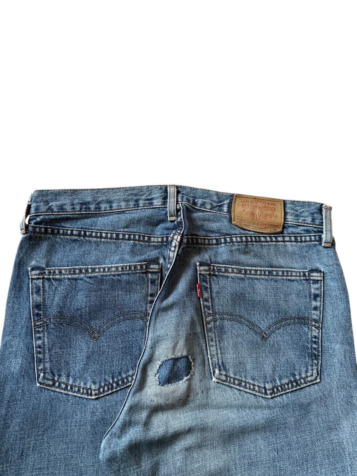 Levi's Vintage 90s Levis 503 Blue Wash Distress Baggy Jeans Size US 33 - 4 Thumbnail