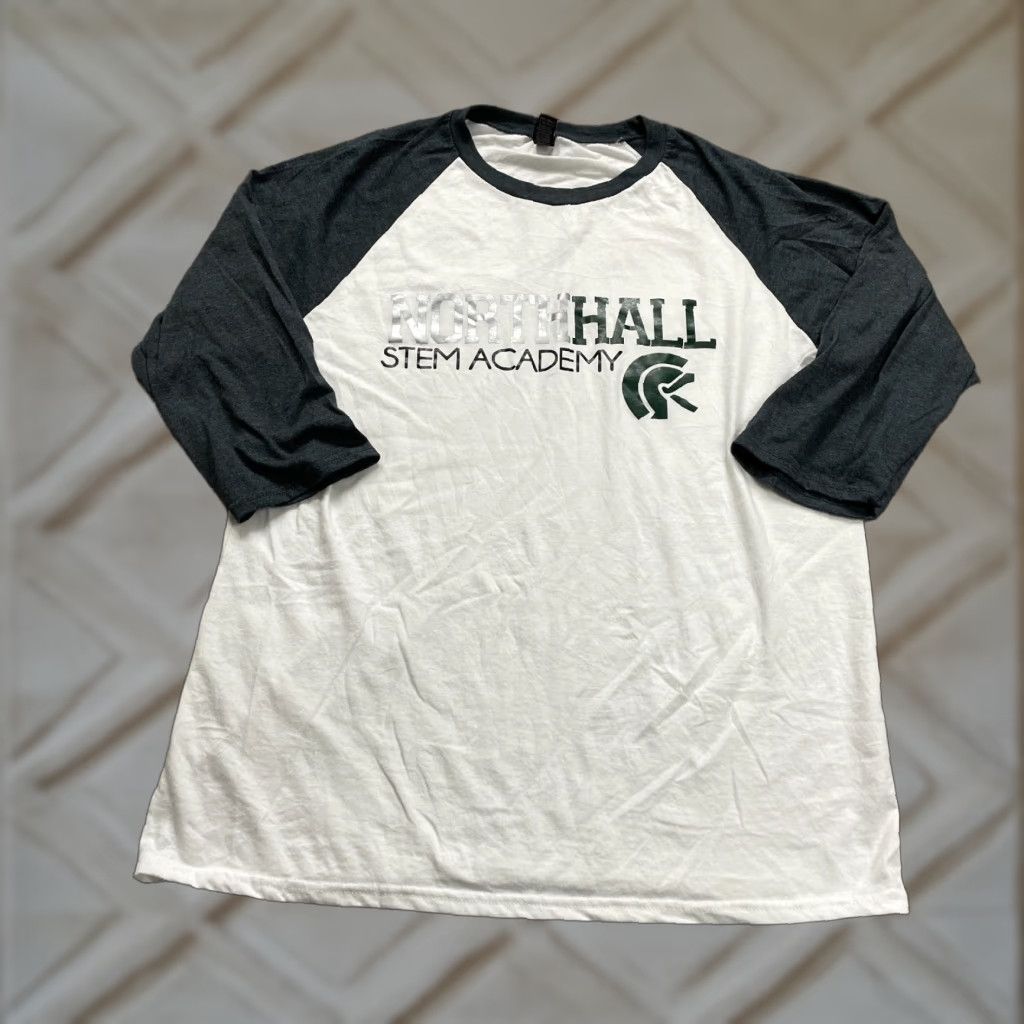 Anvil Anvil Graphic Tri Blend Tee Mens Medium White Black Raglan Long Sleeve Crew Neck Shirt Size US M / EU 48-50 / 2 - 1 Thumbnail