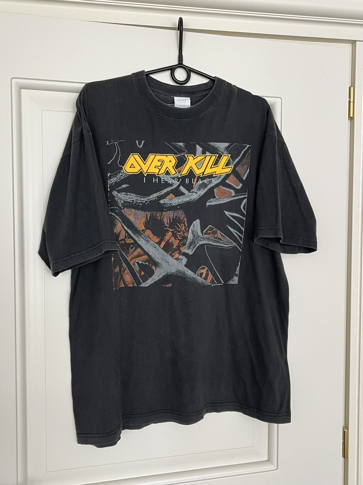 Band Tees Vintage 1993 Overkill I Hear Black T-Shirt Heavy Metal Band Size US XL / EU 56 / 4 - 3 Thumbnail