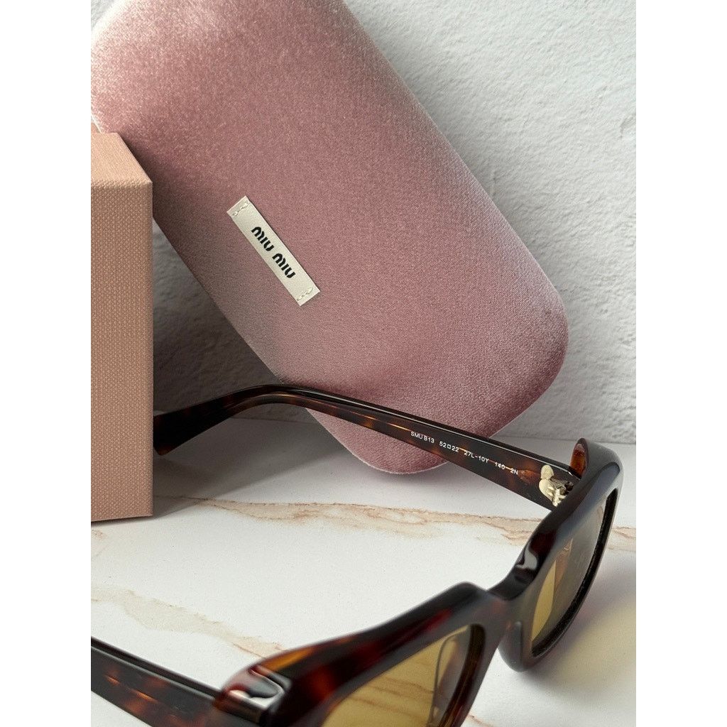 Miu Miu NEW Miu Miu MU B13S Brown Yellow Rectangular Sunglasses Size ONE SIZE - 6 Thumbnail