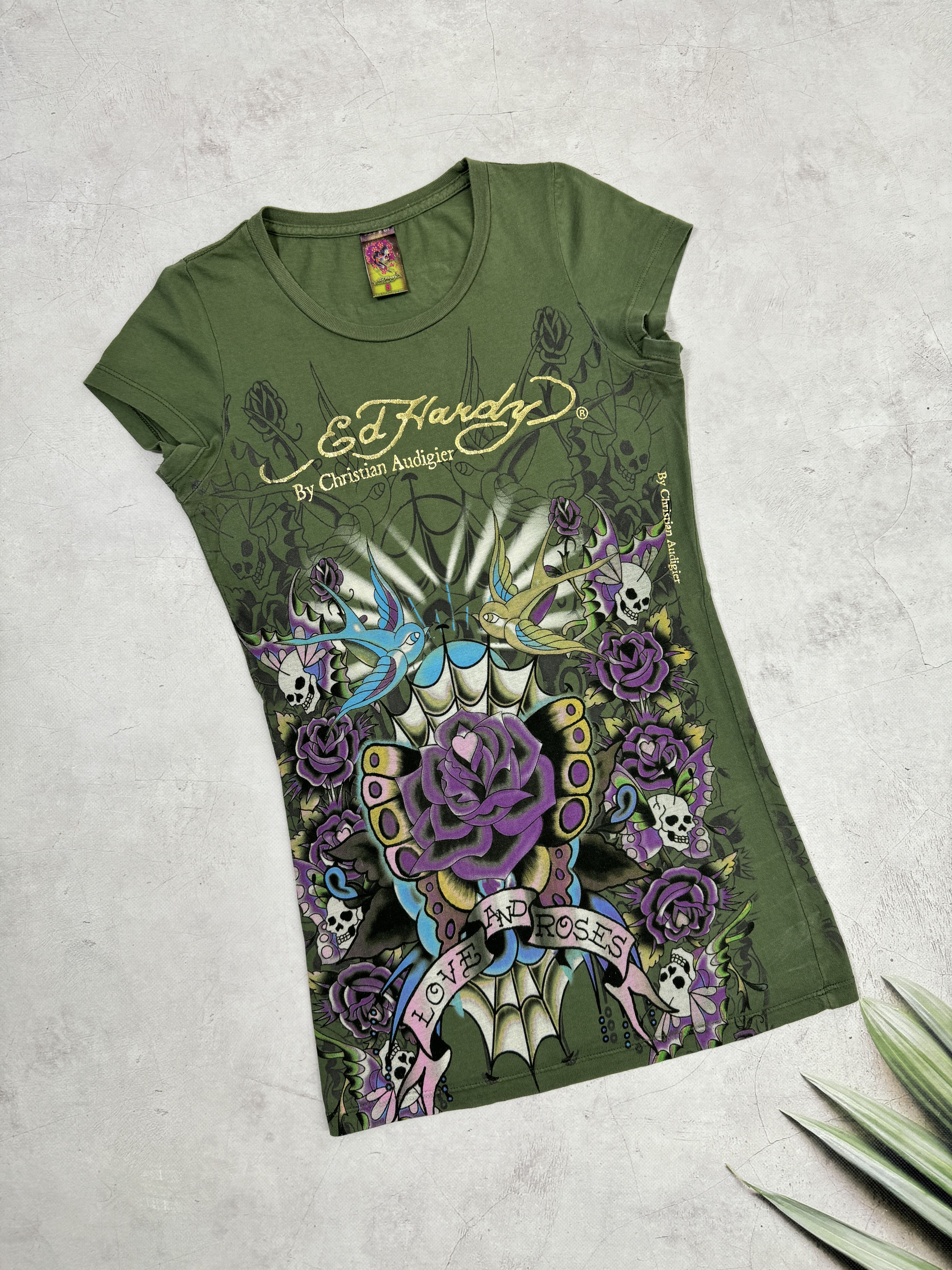 Christian Audigier × Ed Hardy Ed Hardy Mini Dress Tunica Love and Roses Skull & Bird Size S / US 4 / IT 40 - 2 Thumbnail
