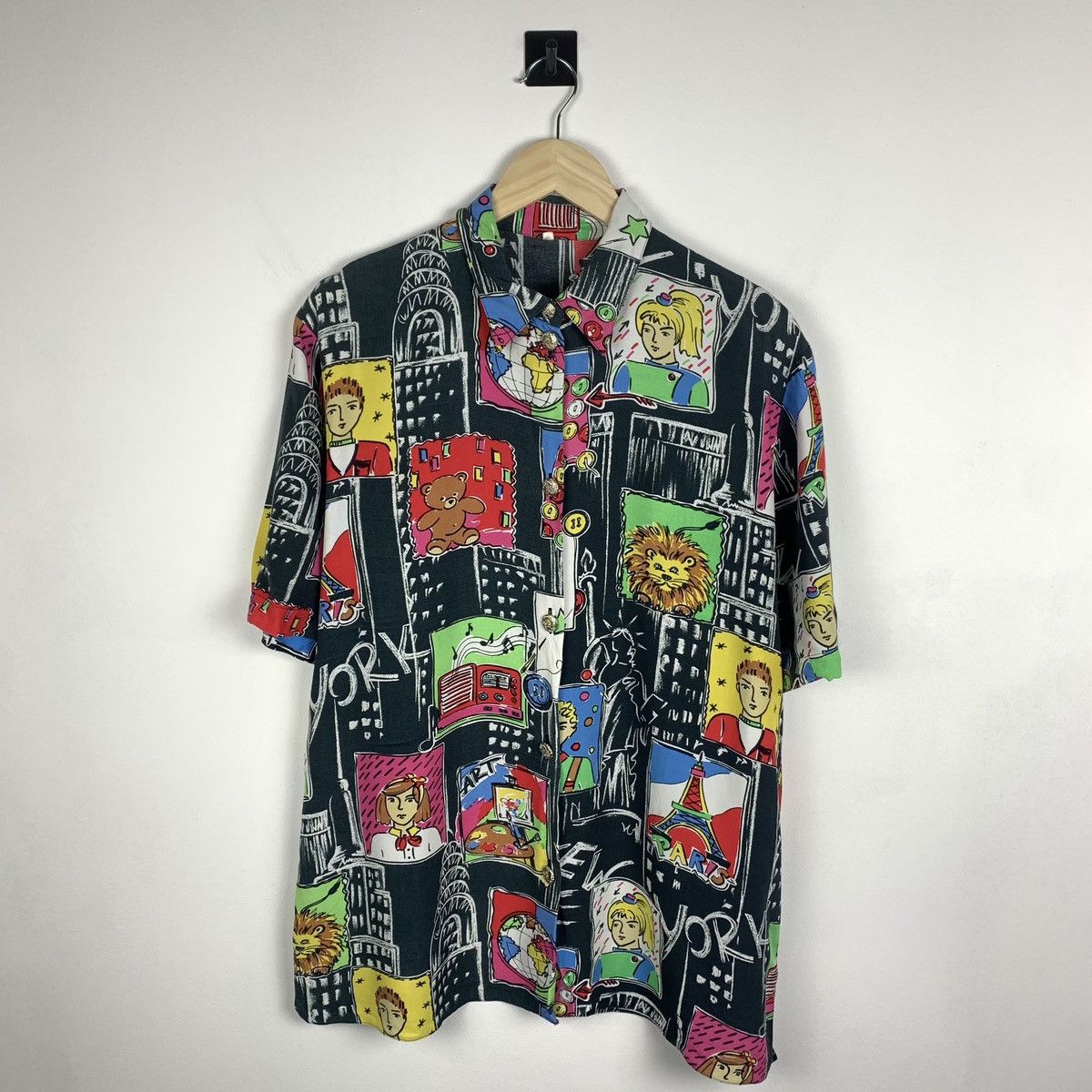 Vintage Crazy Art Vintage Shirt Short Sleeve Abstract Pattern 90’s Size US XS / EU 42 / 0 - 2 Thumbnail