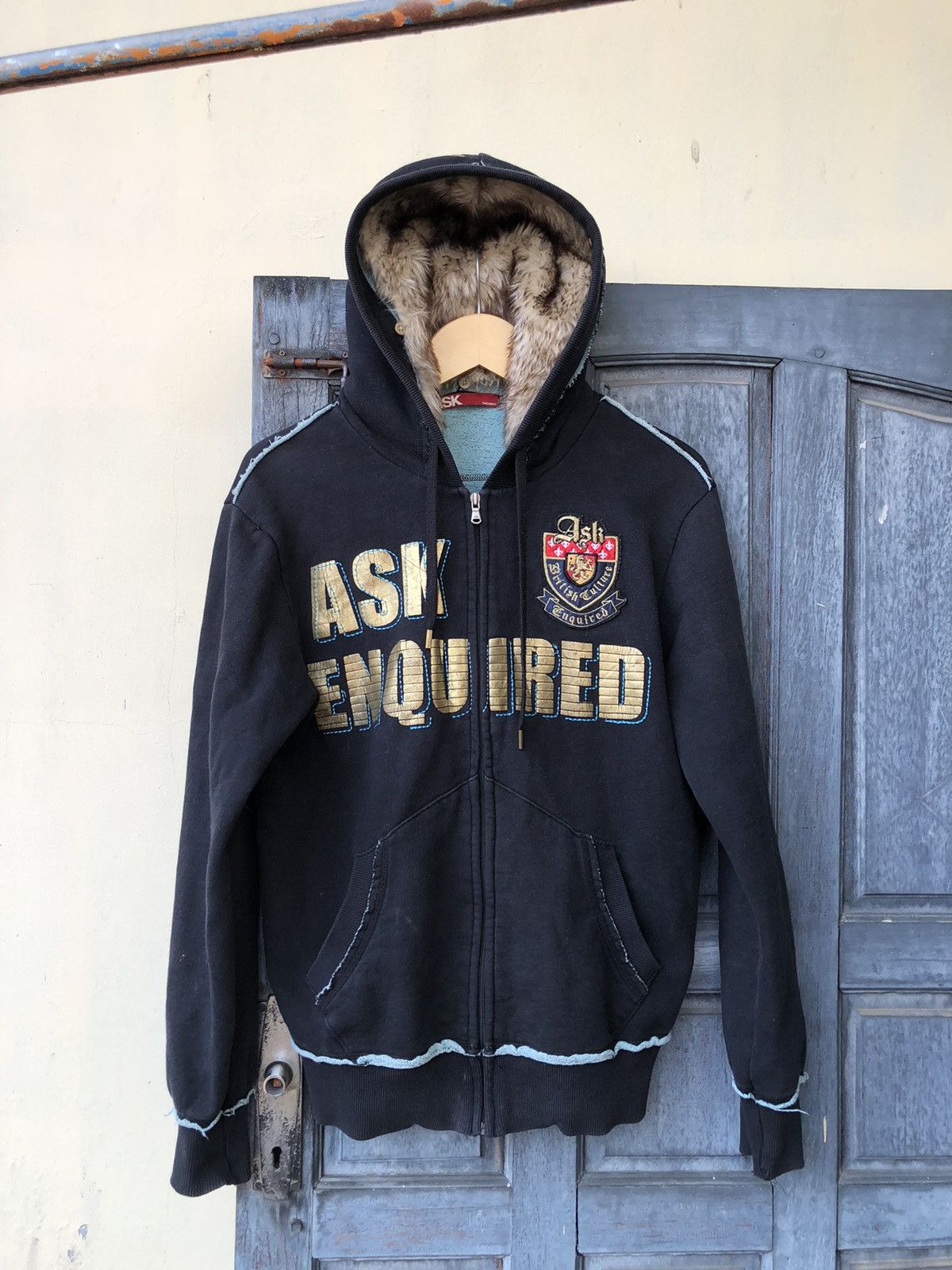 Japanese Brand Ask Enquired British Culture Removeable Fur Hoodie Style Size US L / EU 52-54 / 3 - 4 Thumbnail