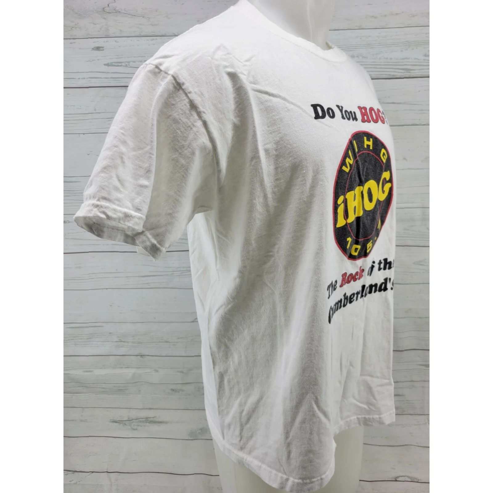 Fruit Of The Loom WIHG IHOG Radio Shirt White Size Large Shirt Mens Short Sleeve 105.7 FCC? Size US L / EU 52-54 / 3 - 4 Thumbnail