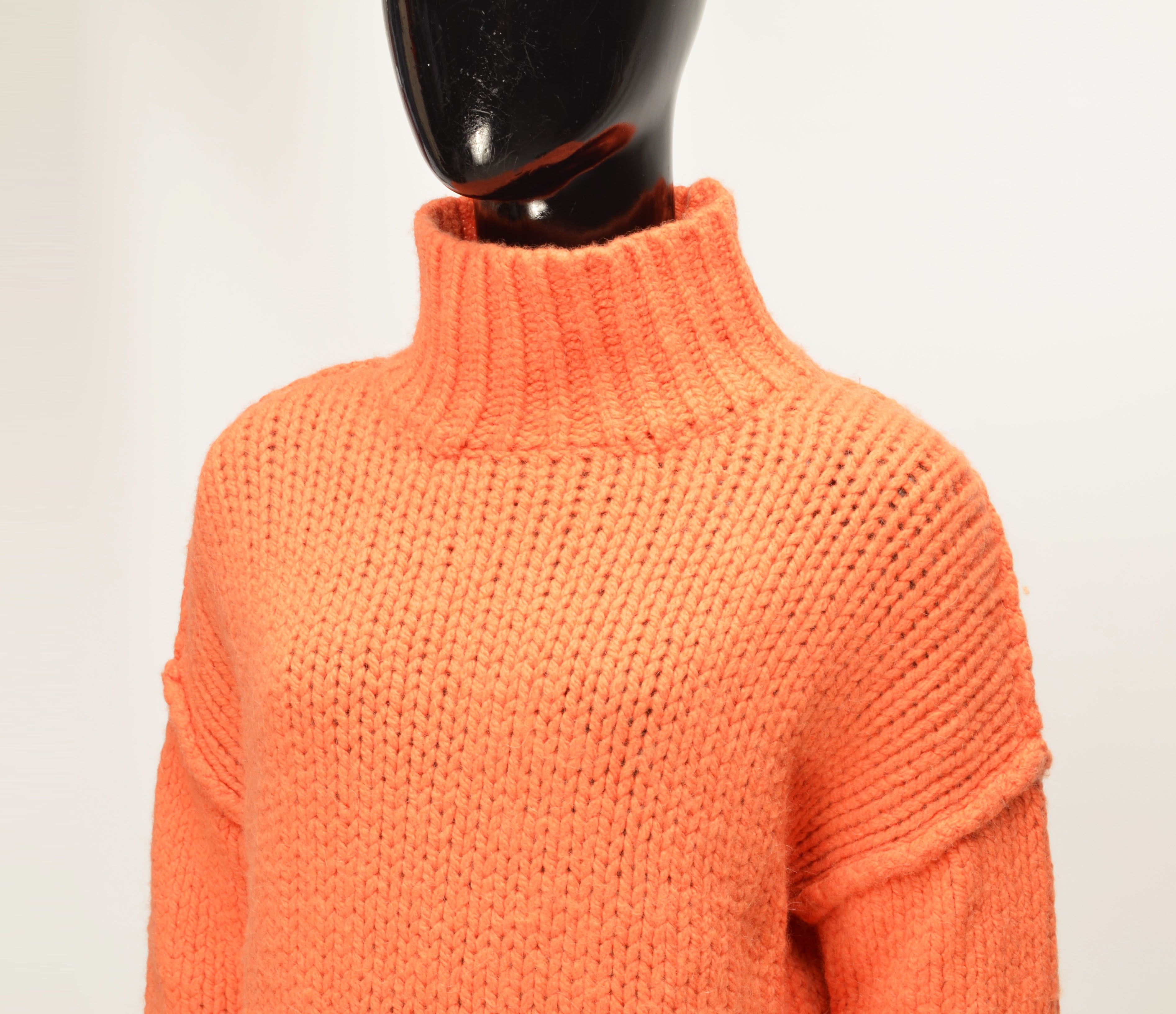 Hugo Boss Hugo Boss Wool Alpaca Orange Chunky Knit Turtleneck Sweater Size S / US 4 / IT 40 - 2 Thumbnail