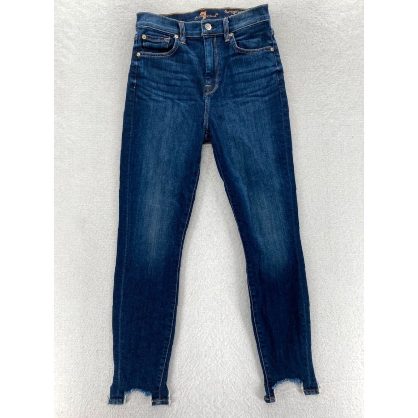 7 For All Mankind 7 For All Mankind Women's 27 Dark Wash Blue Stretch Denim Skinny Ankle Jeans Size 26" / US 2 / IT 38 - 2 Thumbnail