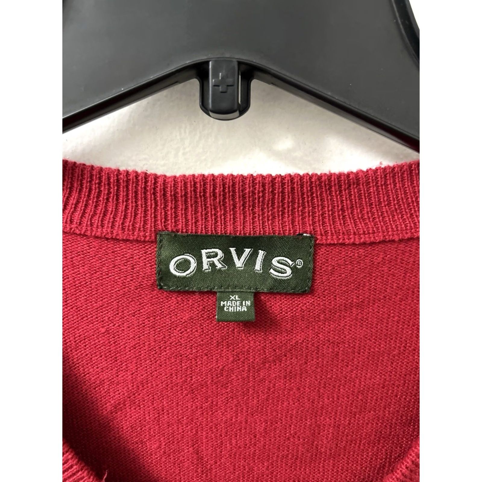 Orvis ORVIS Sweater Mens XL Red V Neck Silk Cashmere Blend Pullover L/S Size US XL / EU 56 / 4 - 5 Thumbnail