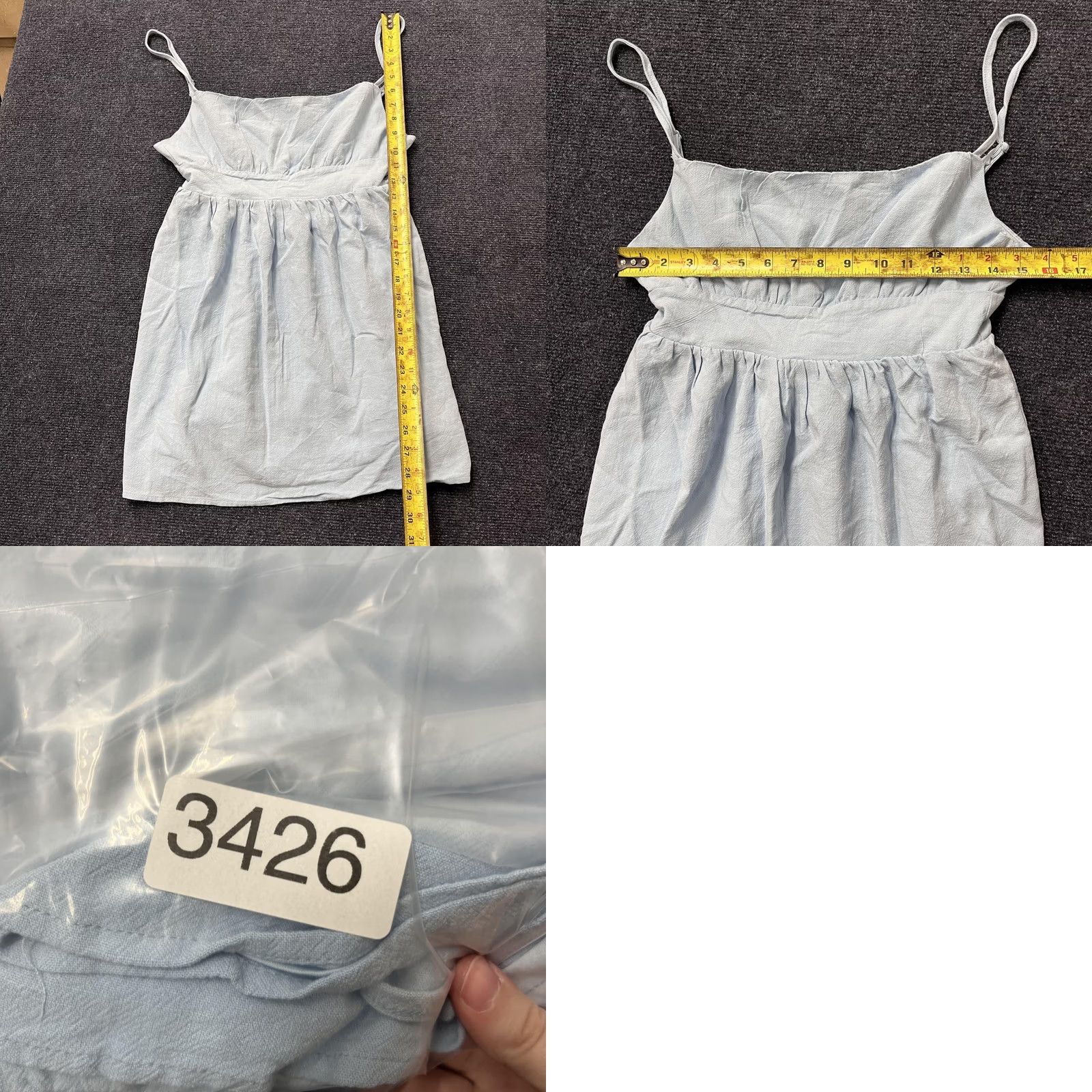 Vintage L.A. HEART Sundress Juniors S Light Blue Linen Blend Sleeveless Tie Back Strappy Sweetheart Neckline Short Dress Size S / US 4 / IT 40 - 8 Thumbnail