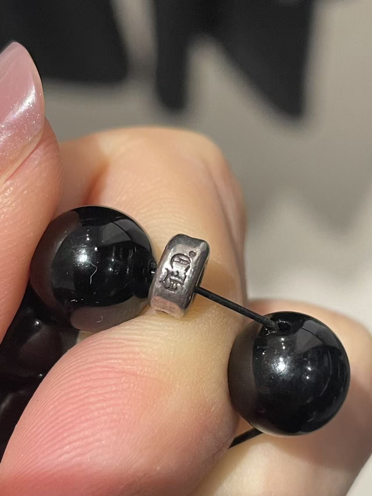 Chrome Hearts Chrome Hearts 10mm Black Obsidian 4 Silver Beaded Bracelet Size ONE SIZE - 6 Thumbnail