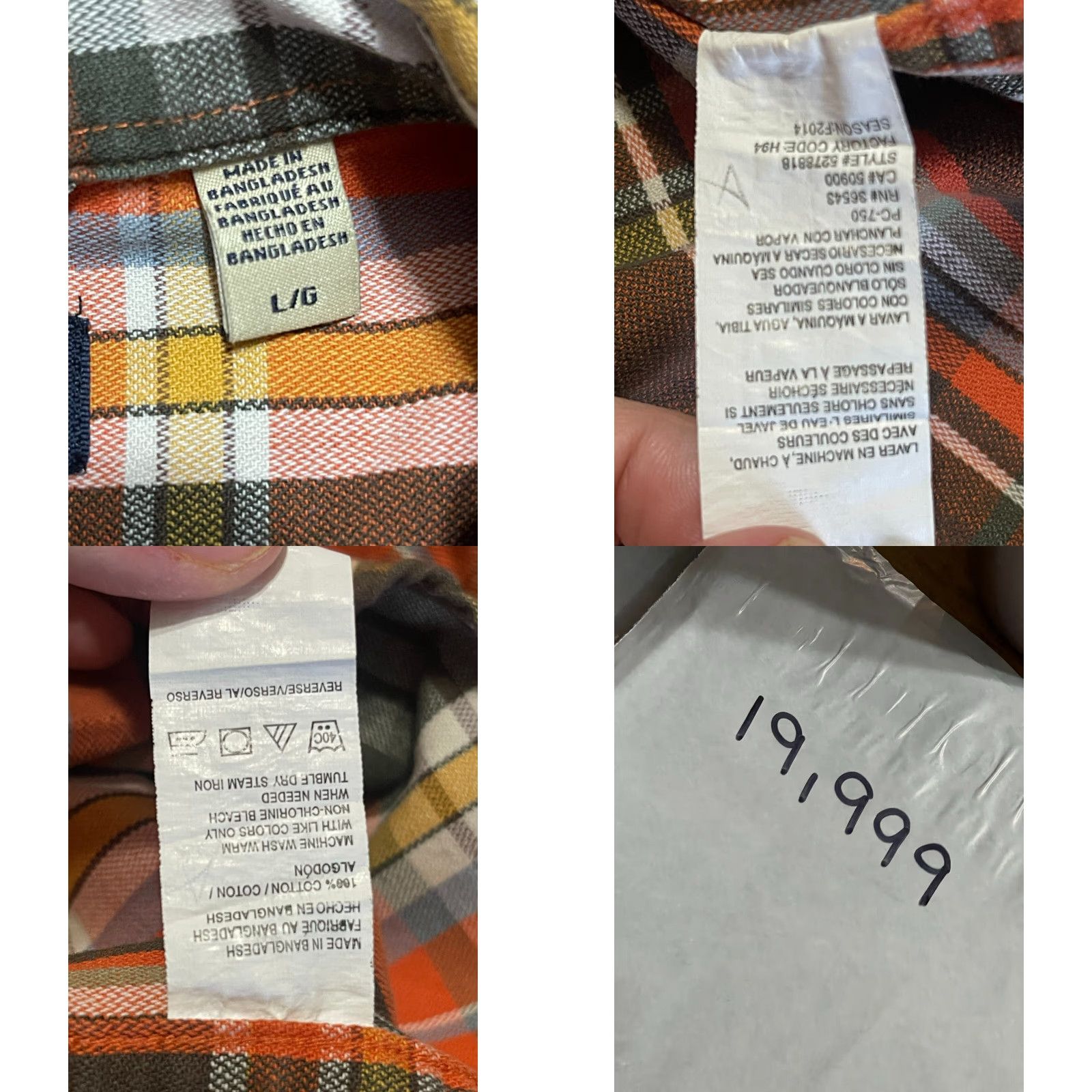 Vintage G.H. Bass & Co. Shirt Mens L Orange Green White Plaid Button Up Size US L / EU 52-54 / 3 - 8 Thumbnail