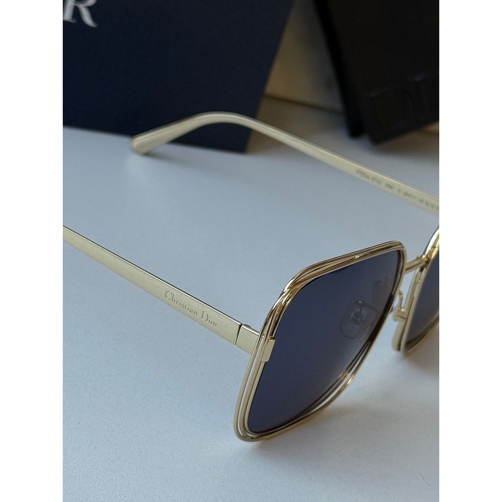 Dior NEW Dior FilDior S1U Square Sunglasses in Gold Blue Size ONE SIZE - 5 Thumbnail