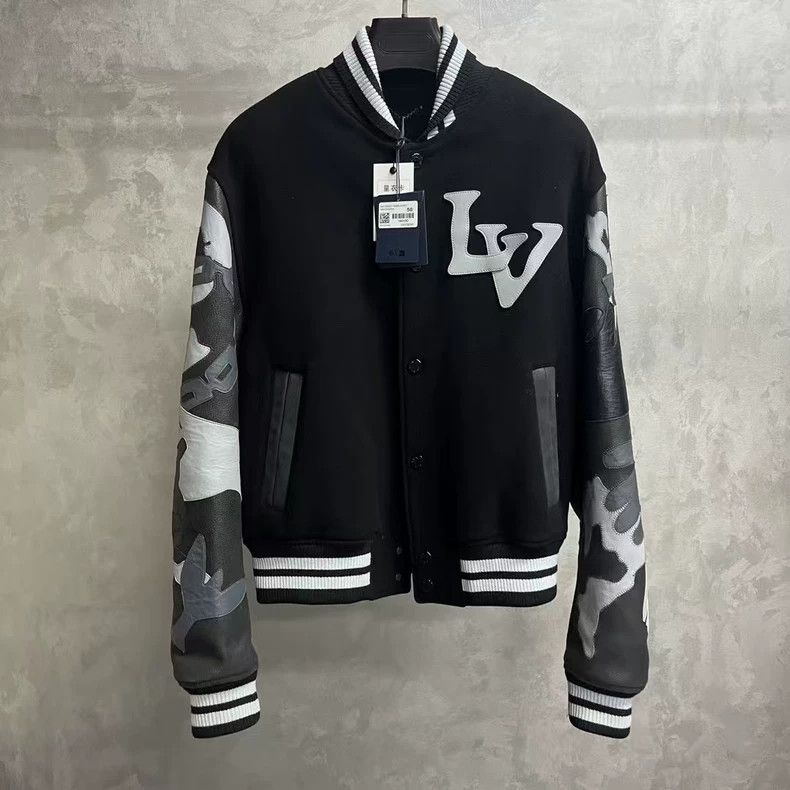 Louis Vuitton Black Chain Camo Baseball Jacket 2505-Nextarr
