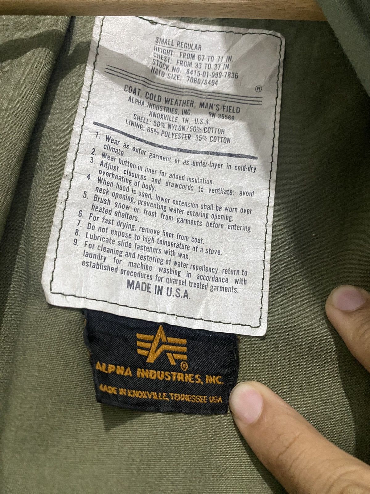 Alpha Industries Vintage 80's M-65 Alpha Beige Military Parka Jacket Painted Size US S / EU 44-46 / 1 - 10 Thumbnail