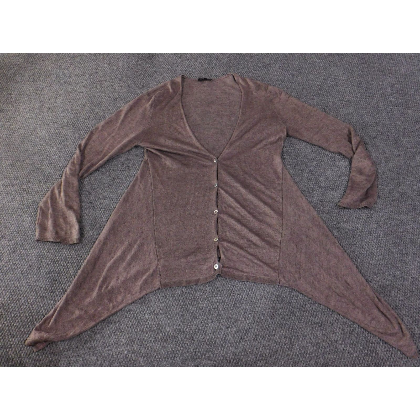 Eileen Fisher Eileen Fisher Cardigan Women’s Small Brown Linen Lightweight Knit Relaxed Crew Neck Pullover Open Accents Christmas Autumn Winter Size S / US 4 / IT 40 - 2 Thumbnail