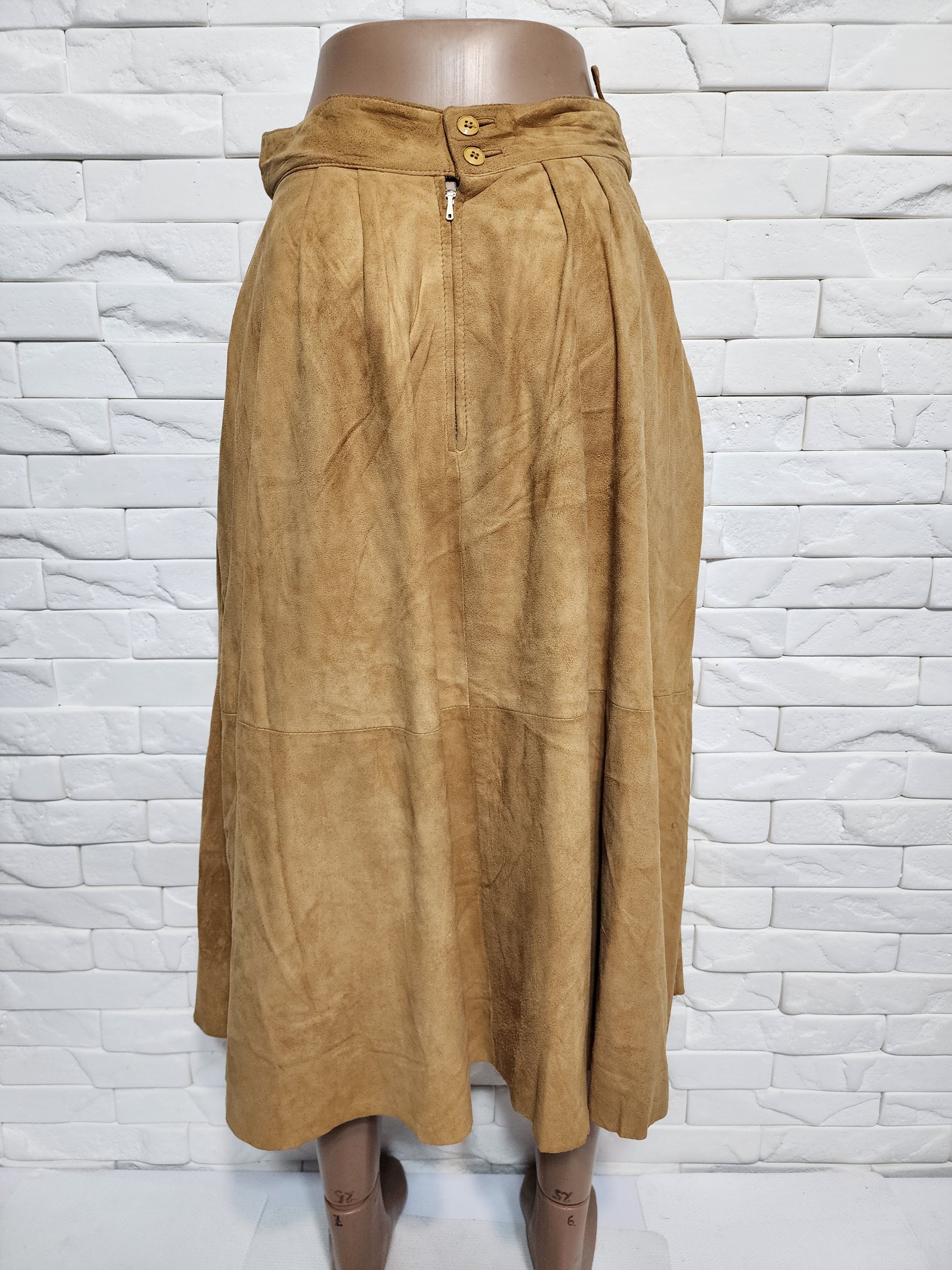 Other Brown Flared Leather Skirt with Pockets. Size 28" / US 6 / IT 42 - 4 Thumbnail