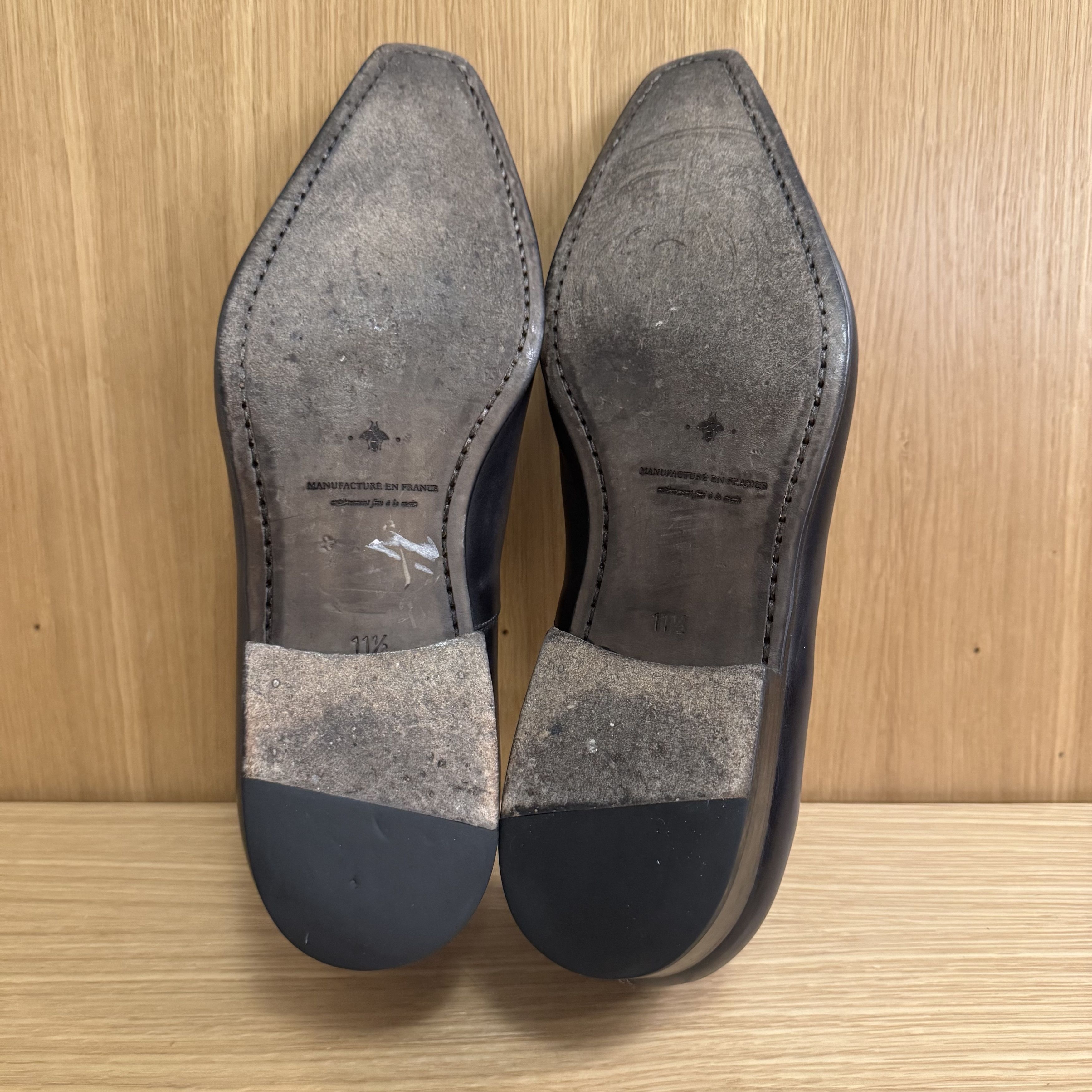 Caulincourt Paris Mens Gray Ombré Leather Loafers, US 11.5