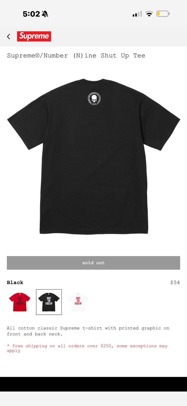 Number (N)ine × Supreme Supreme x Number nine - Shut the fuck up