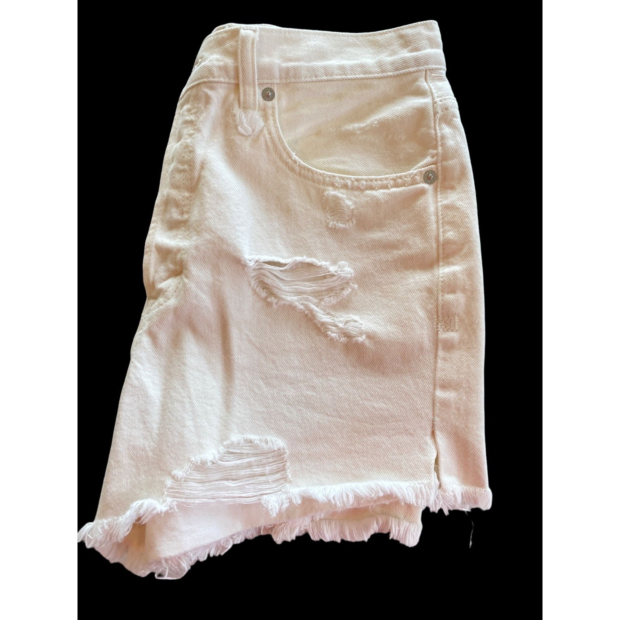 Free People NWT Free People W's 28 Distressed Denim Shorts Bright White Size 28" / US 6 / IT 42 - 10 Thumbnail