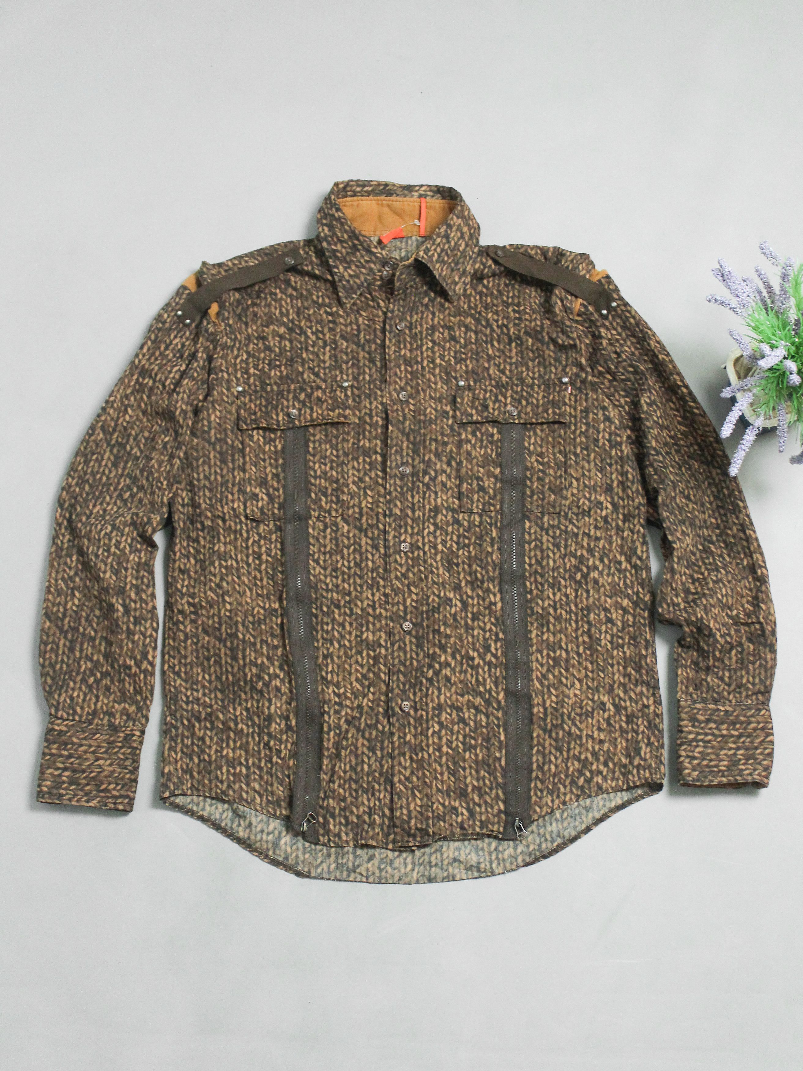 Hugo Boss × Vintage 💛VINTAGE HUGO BOSS ABSTRACT SHIRT BROWN L AVANTGARDE Size US L / EU 52-54 / 3 - 1 Thumbnail