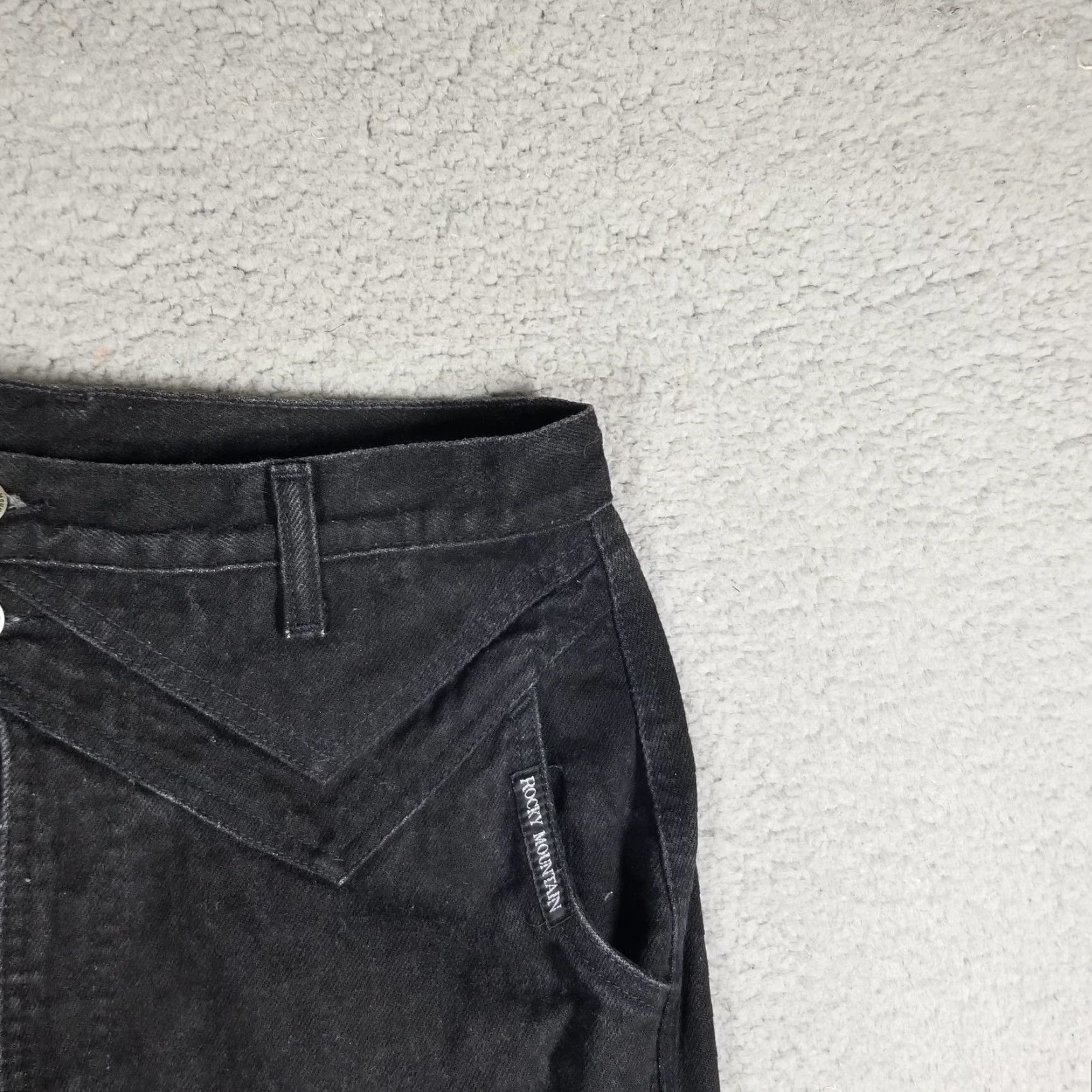 Vintage VINTAGE Rocky Mountain Jeans Womens Black 28X35 High Rise Tapered Denim 100% Cotton Boots? Size 32" / US 10 / IT 46 - 3 Thumbnail