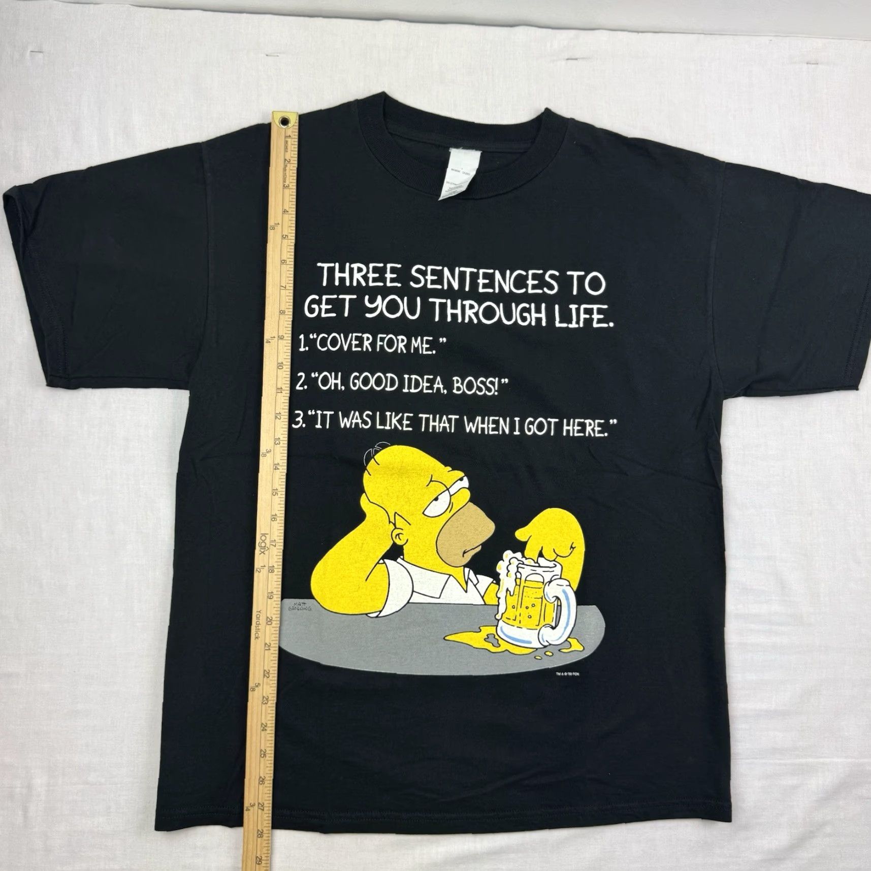 Vintage VINTAGE Fox Homer Simpson Funny T-Shirt Adult Large Black Graphic Print 90s Cartoon Mens Size US L / EU 52-54 / 3 - 5 Thumbnail