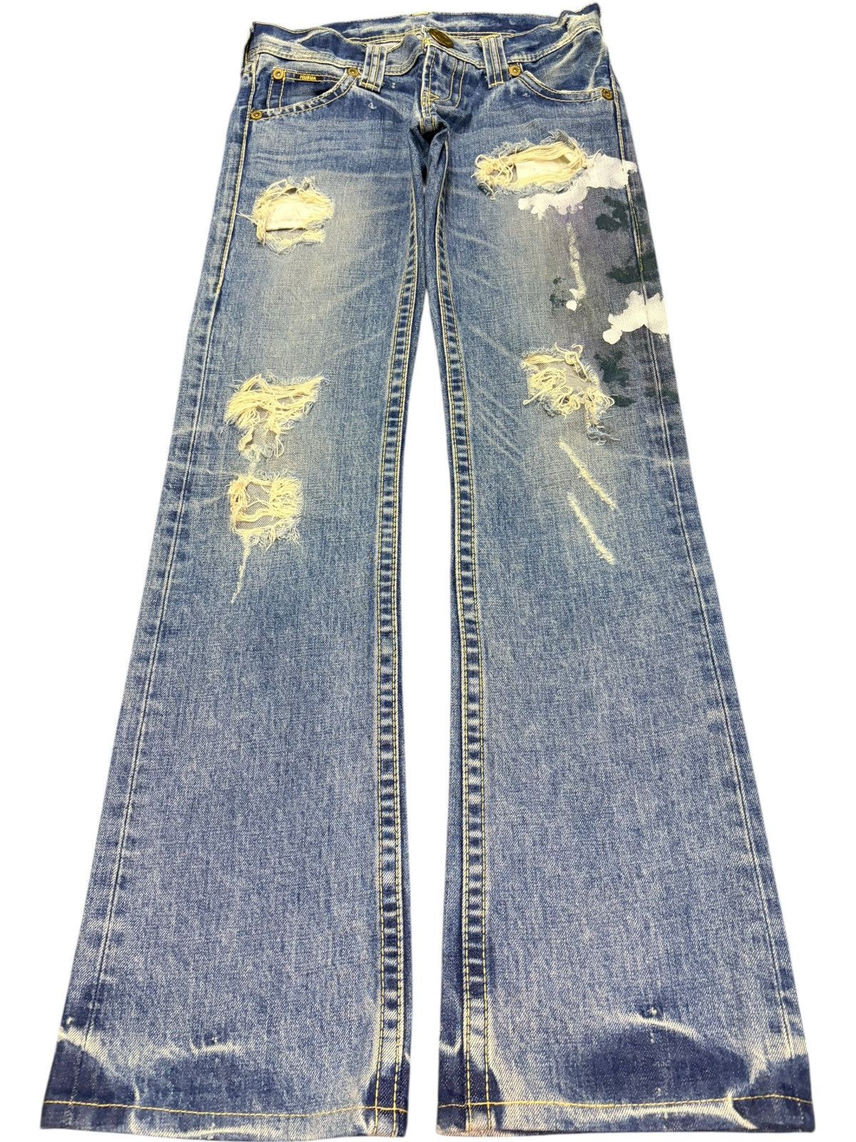 Diesel Vintage Japanese Brand Distress Low Rise Flare Jeans Size 26" / US 2 / IT 38 - 1 Thumbnail
