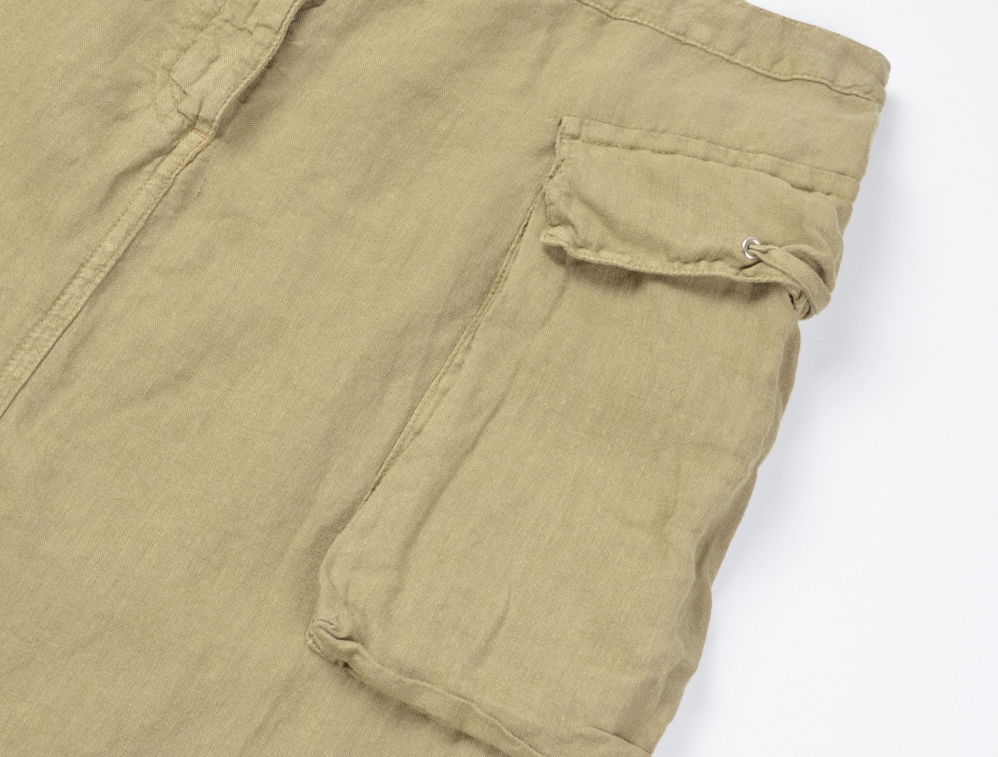 Giorgio Armani Vintage Armani Jeans Y2K Big Pocket Linen Khaki Skirt Size 32" / US 10 / IT 46 - 6 Thumbnail