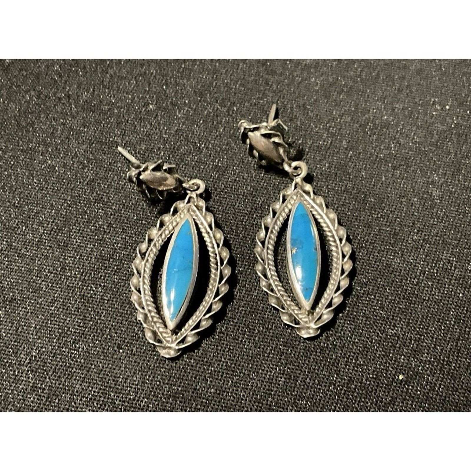 Other 925 Sterling Silver Turquoise Post Earrings Size ONE SIZE - 1 Thumbnail