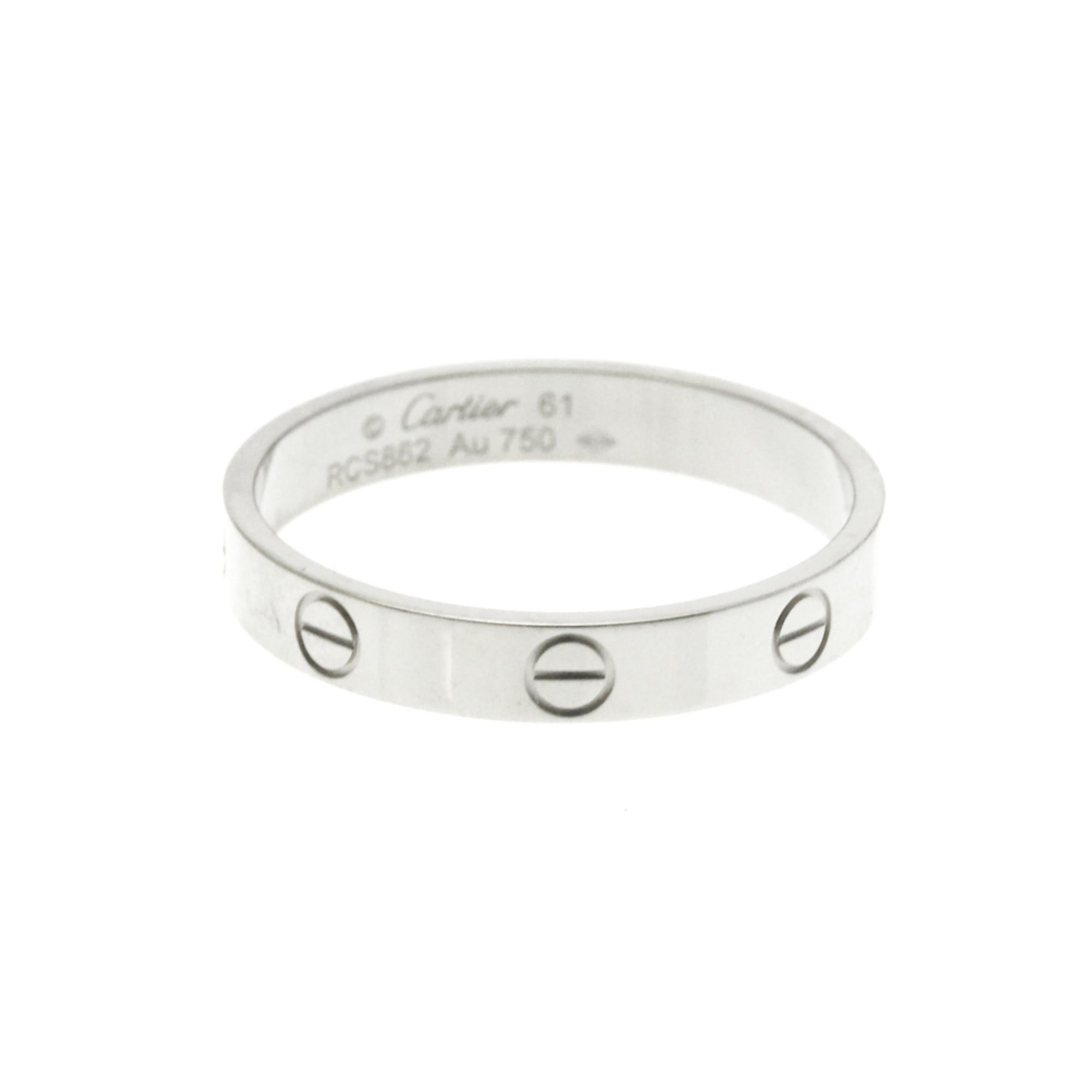 Cartier Mini Love Ring White Gold (18K) Fashion No Stone Band Ring Silver, Women's