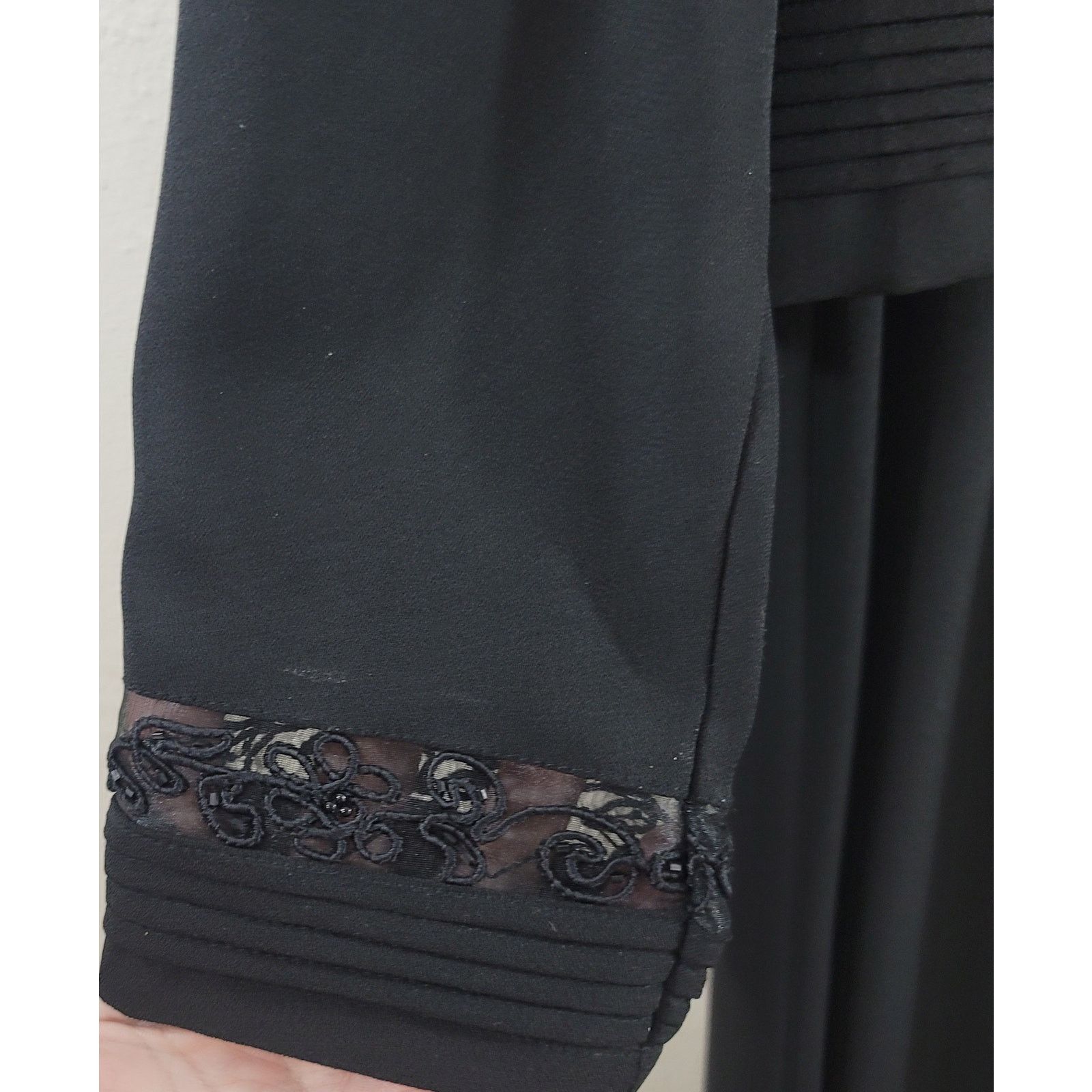 Other VTG Sarah Elizabeth Black Formal Dress 12P Pleat Lace Insert Size XL / US 12-14 / IT 48-50 - 5 Thumbnail