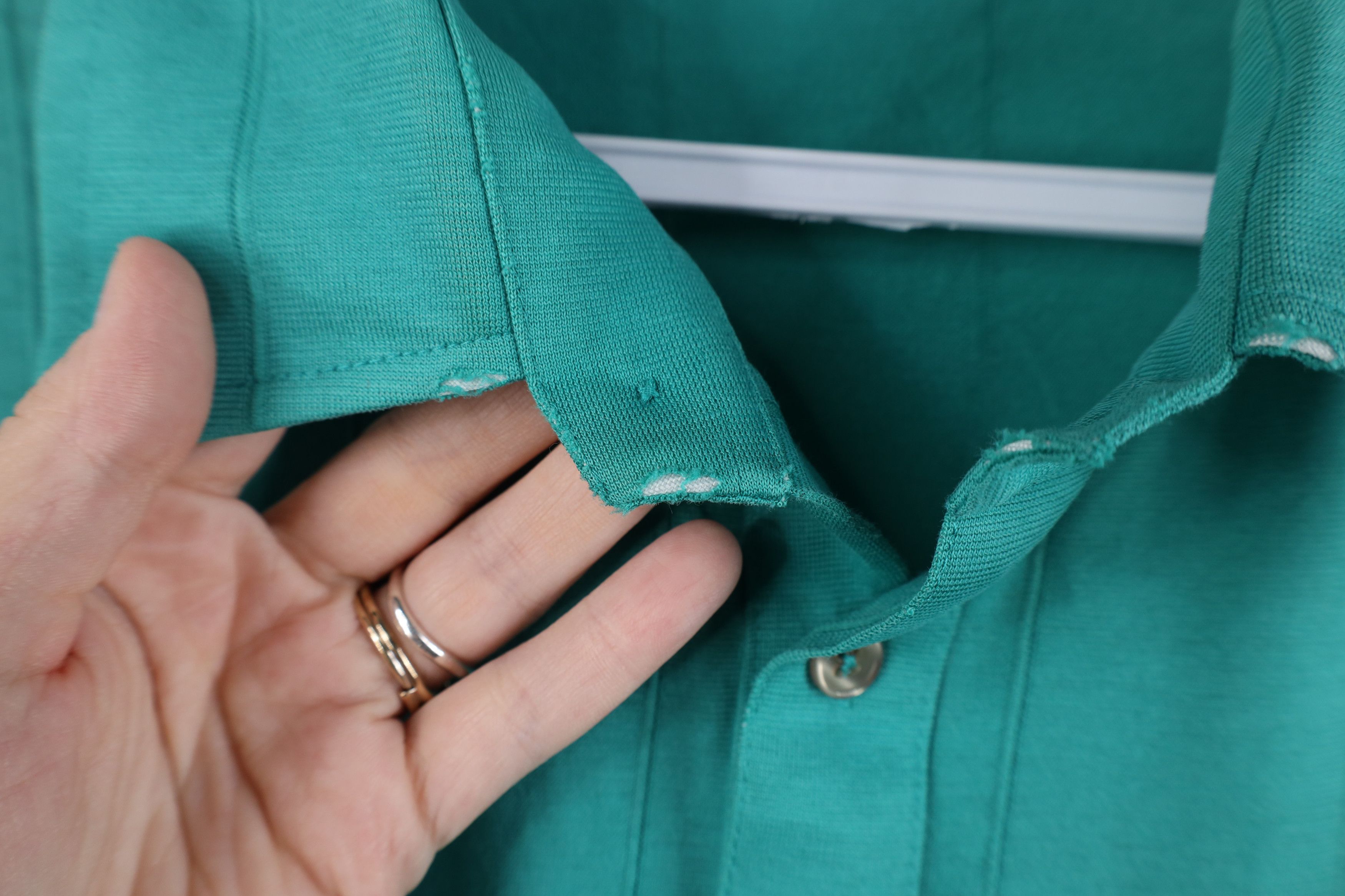 Vintage Vintage 90s Streetwear Striped Knit Golf Polo Shirt Teal Size US L / EU 52-54 / 3 - 9 Thumbnail