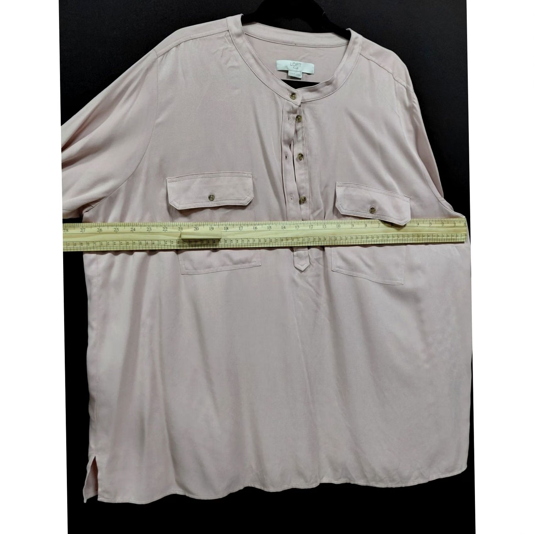 Loft LOFT Plus Button-Front Blouse Beige Long Sleeve Women Size 22 Plus Size 3XL / US 20-22 - 7 Thumbnail
