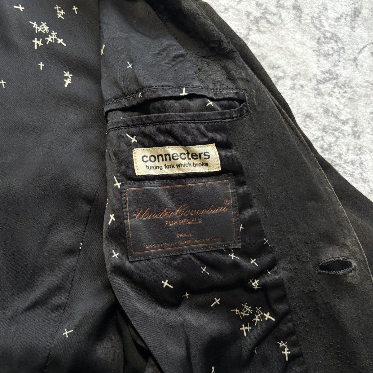 Undercover Undercover AW02 Blistered Leather Cross Blazer | Size S Size 36R - 6 Thumbnail