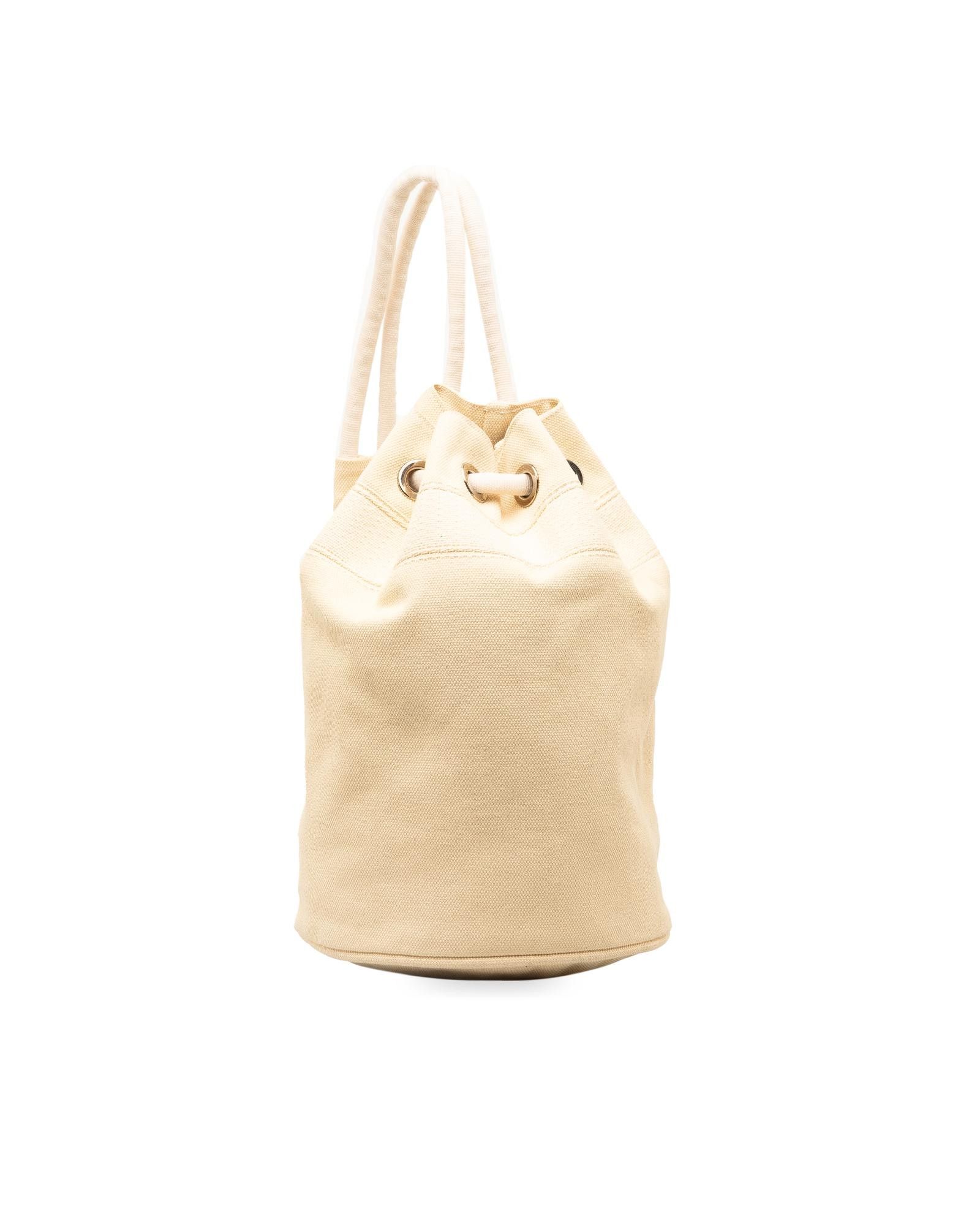 image of Hermes Drawstring Cotton Backpack Bag in Brown, Women's