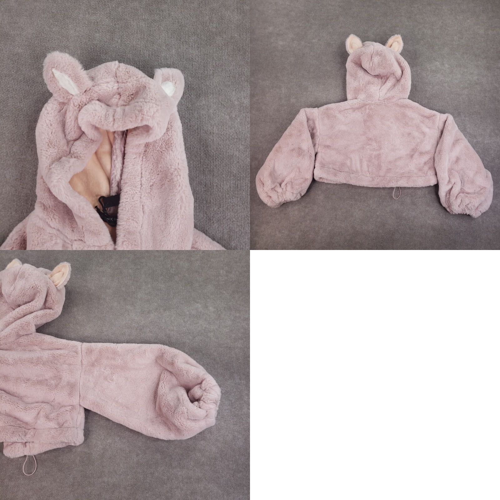 Vintage Punk Rave Faux Fur Animal Ears Coat Womens Pink M-L Size Hooded Crop Jacket Size M / US 6-8 / IT 42-44 - 8 Thumbnail