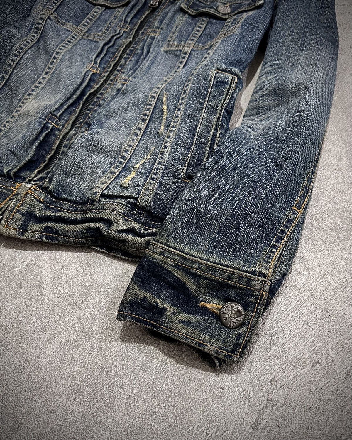 JACKROSE Jackrose Damaged Denim Biker Jacket Size US M / EU 48-50 / 2 - 4 Thumbnail