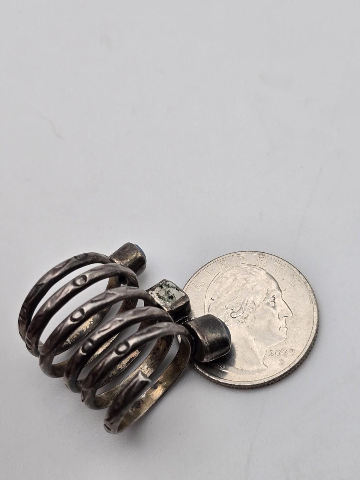 Other Native American Sterling Silver Spiral Ring Turquoise Sz 6 Size ONE SIZE - 2 Thumbnail