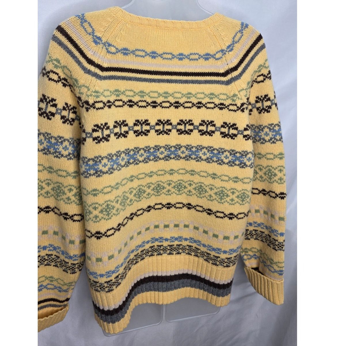 Old Navy Old Navy 100% Lambswool Fair Isle Knit V Neck Sweater Size XL / US 12-14 / IT 48-50 - 9 Thumbnail