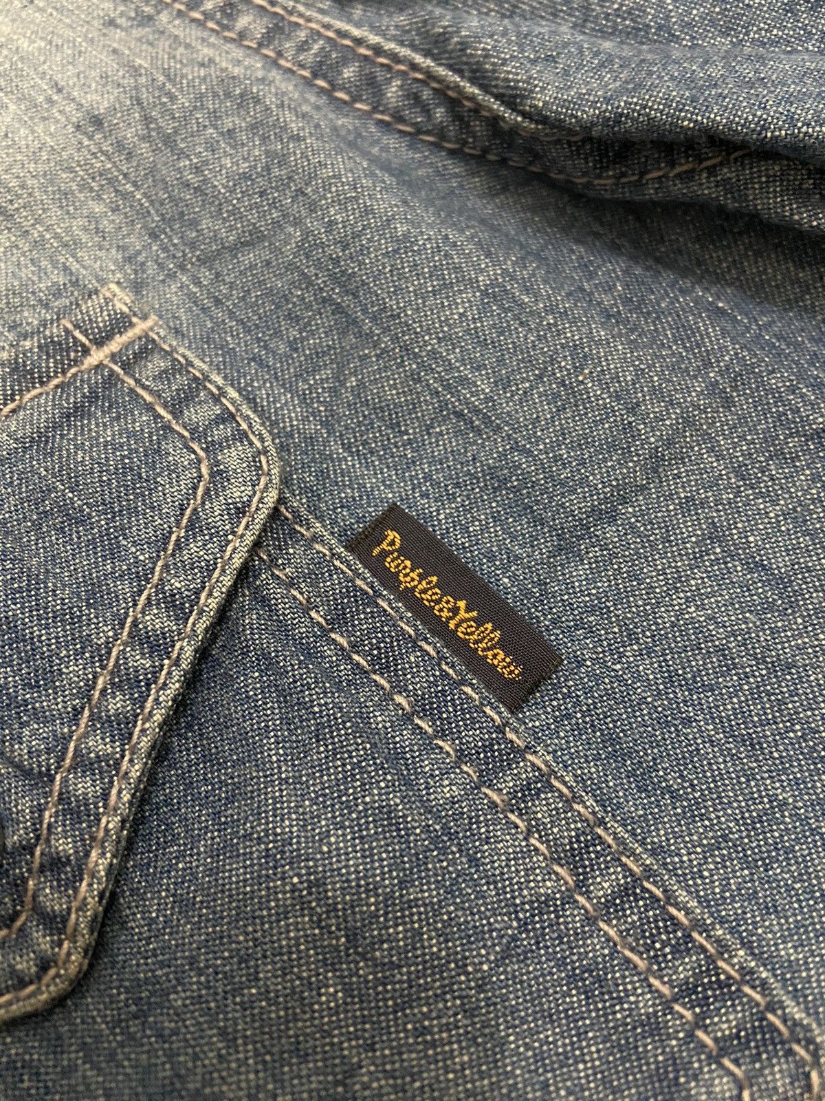 Japanese Brand × Vintage Vintage denim shirt purple & yellow like kapital Size US L / EU 52-54 / 3 - 5 Thumbnail