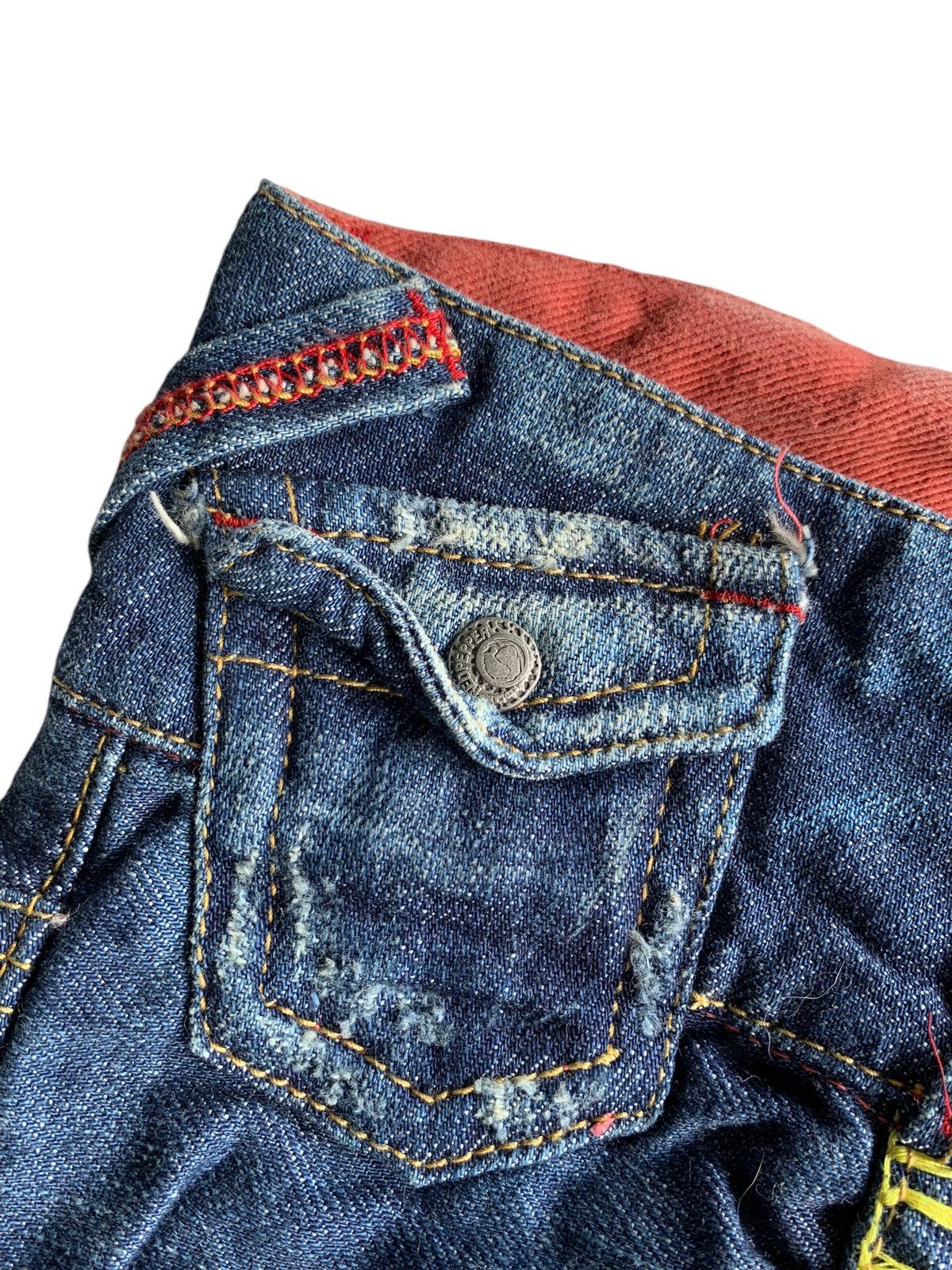 Tornado Mart FLARE RED PEPPER JAPANESE PUNK STYLE DISTRESSED DENIM🌈☠️ Size US 30 / EU 46 - 10 Thumbnail